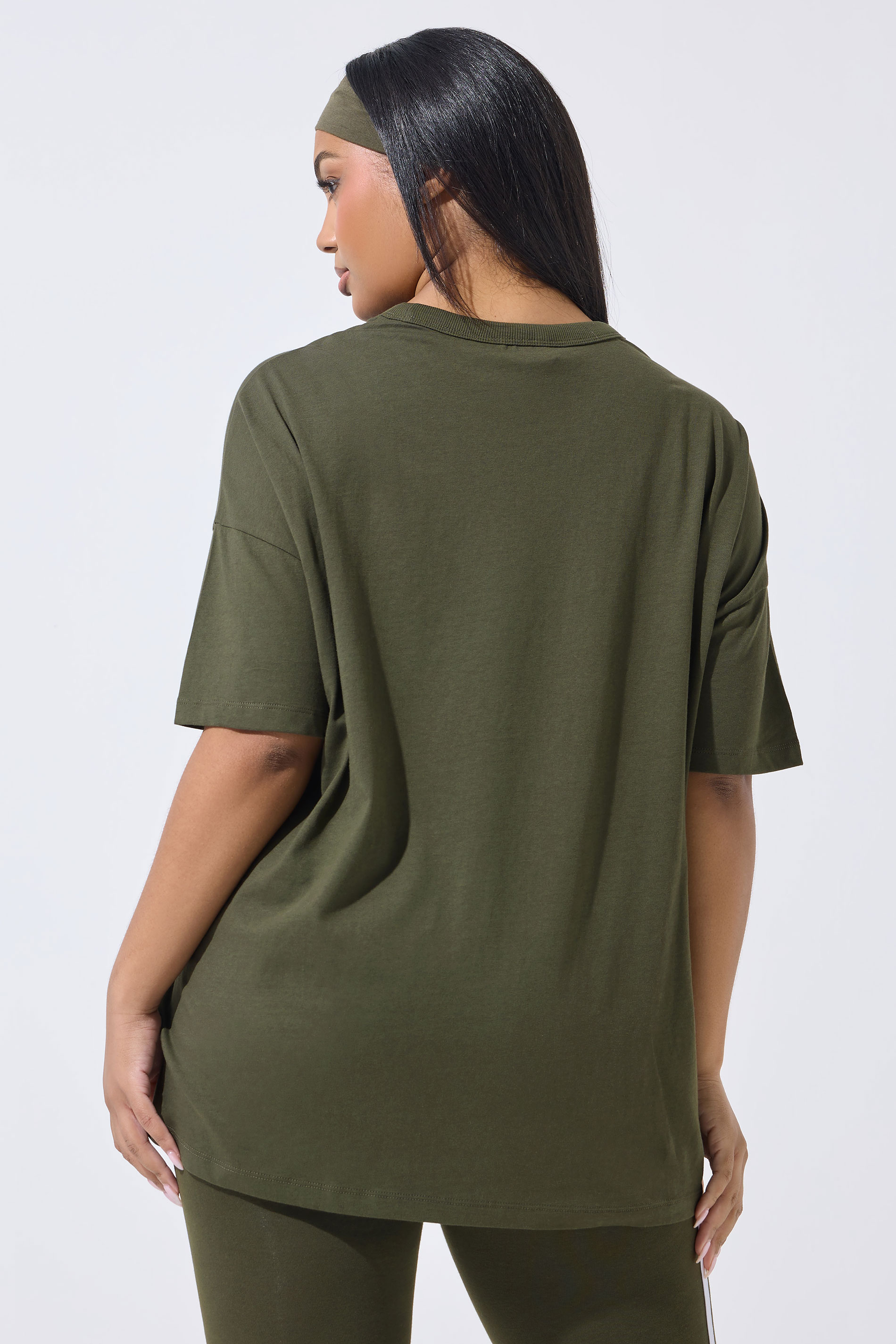 YOURS ACTIVE Plus Size Khaki Green 'Health & Wellness' T-Shirt | Yours Clothing 4