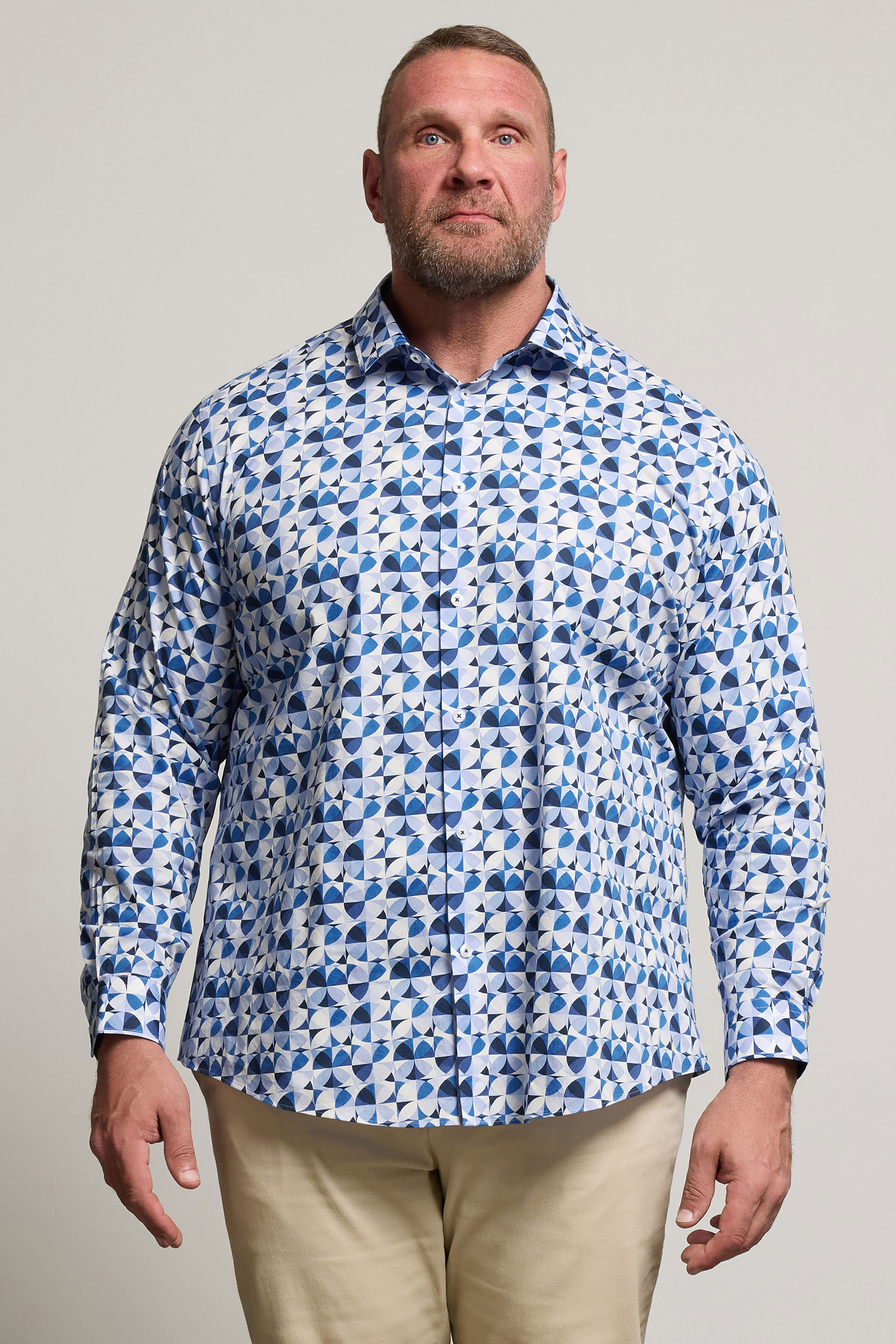 BadRhino Tailoring Big & Tall Light Blue Geometric Long Sleeve Shirt | BadRhino 3