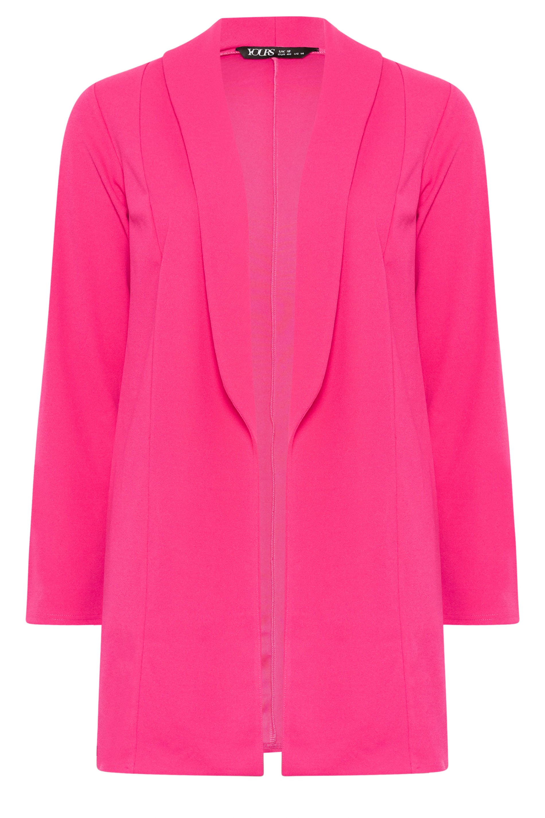 YOURS Plus Size Pink Shawl Collar Scuba Blazer | Yours Clothing 5