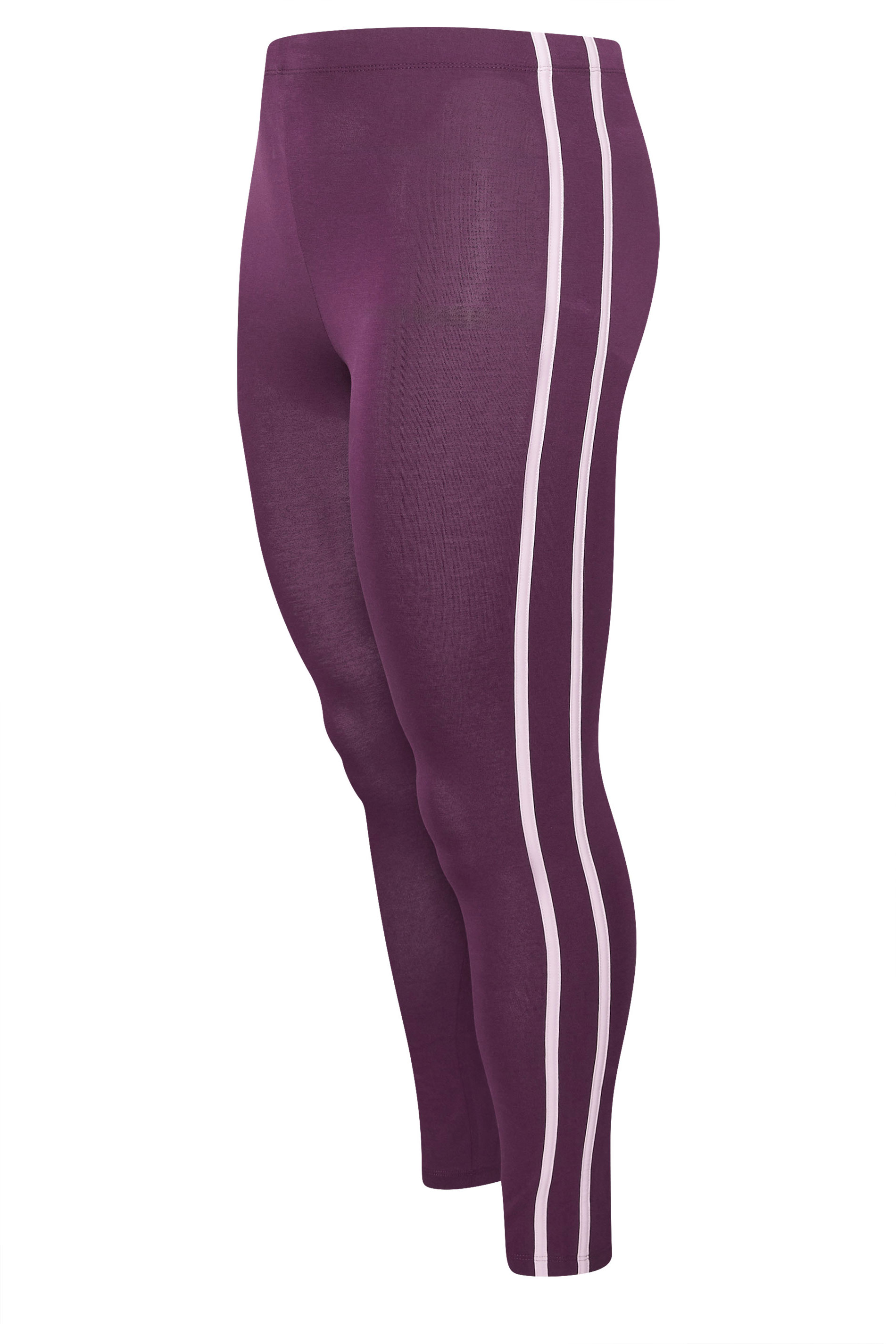 YOURS ACTIVE Plus Size Burgundy Red Side Stripe Leggings | Yours Clothing 7
