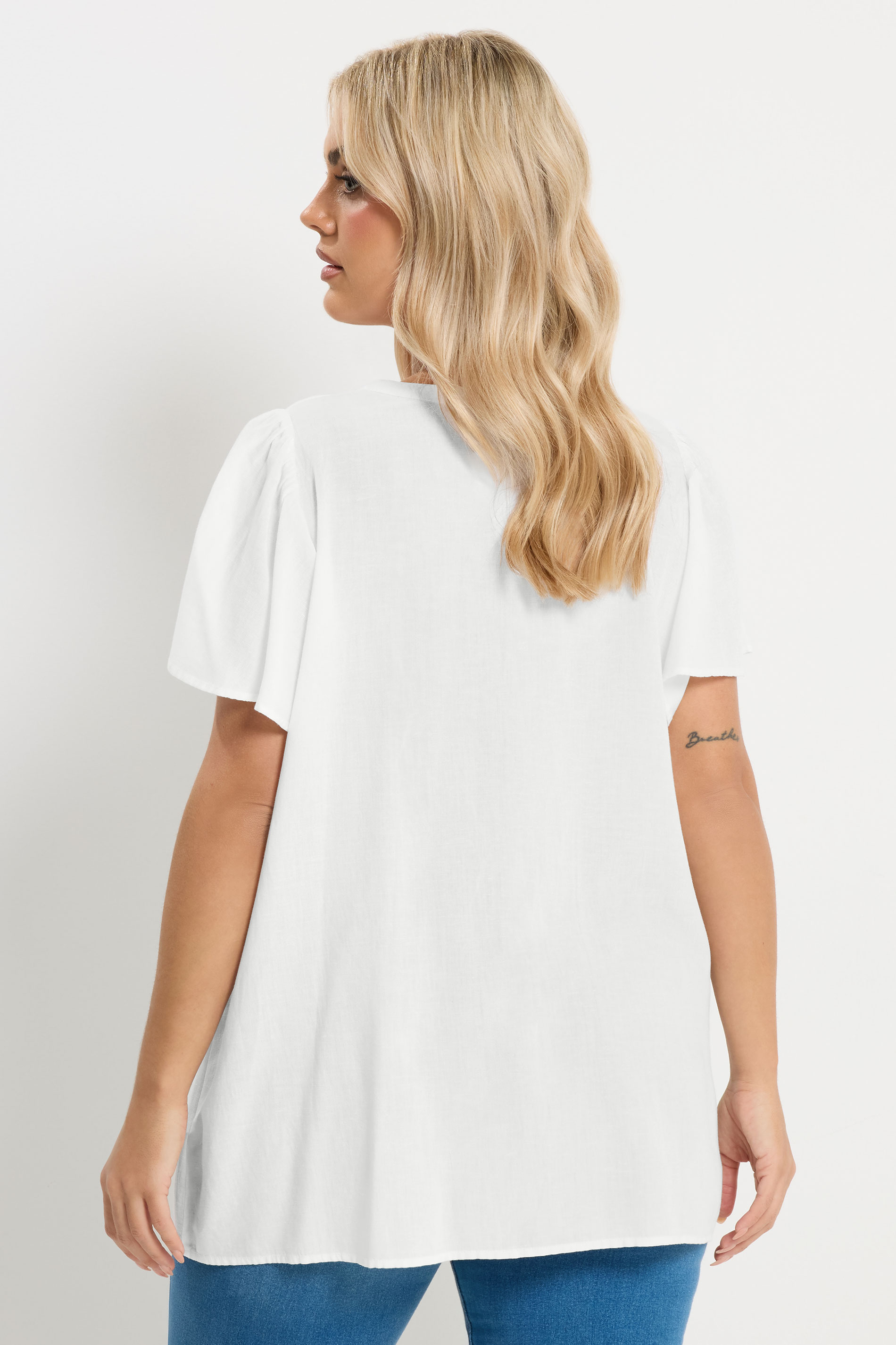 YOURS Plus Size White Button Through Blouse | Yours Clothing 2