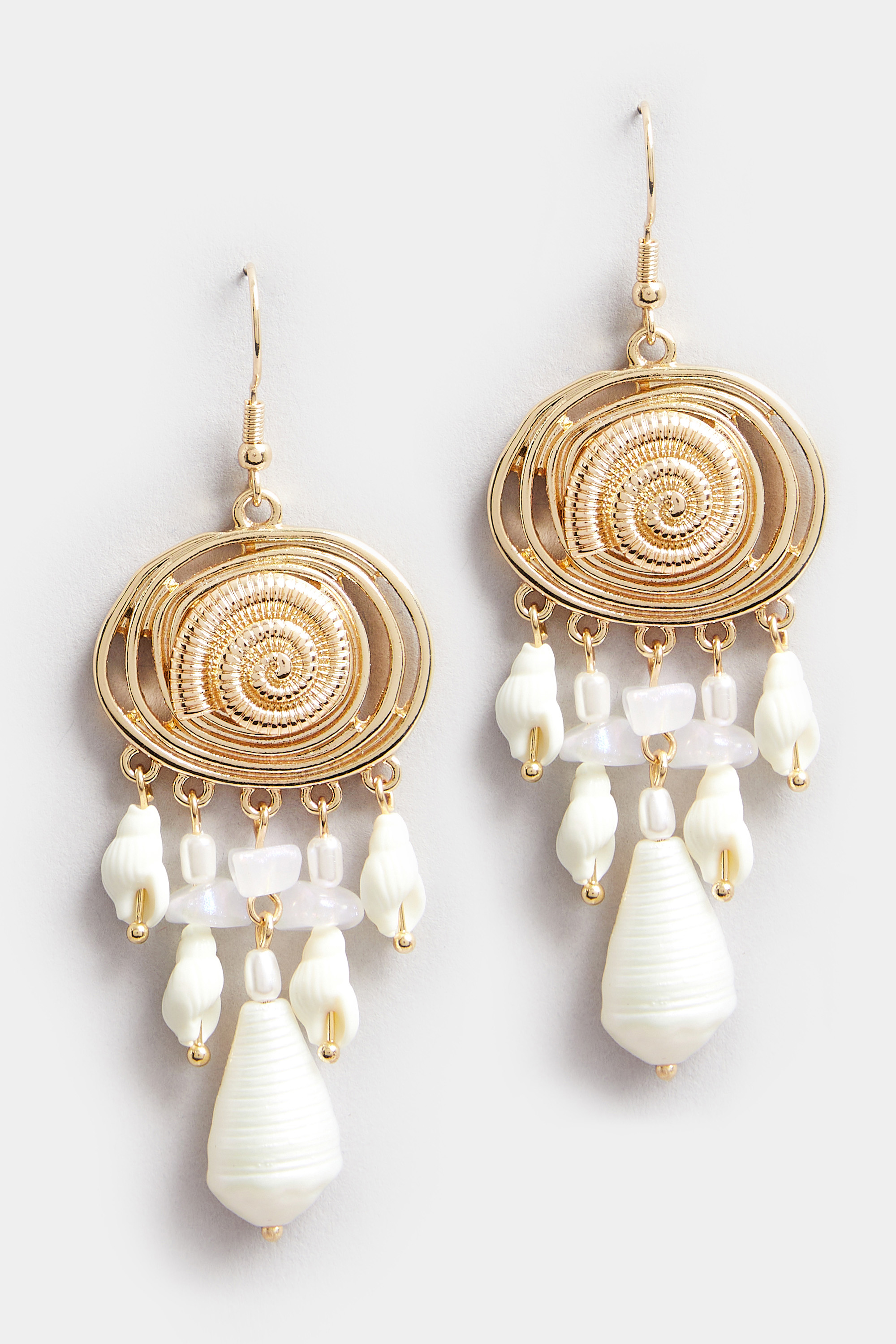 Gold Tone Shell Detail Statement Earrings 3
