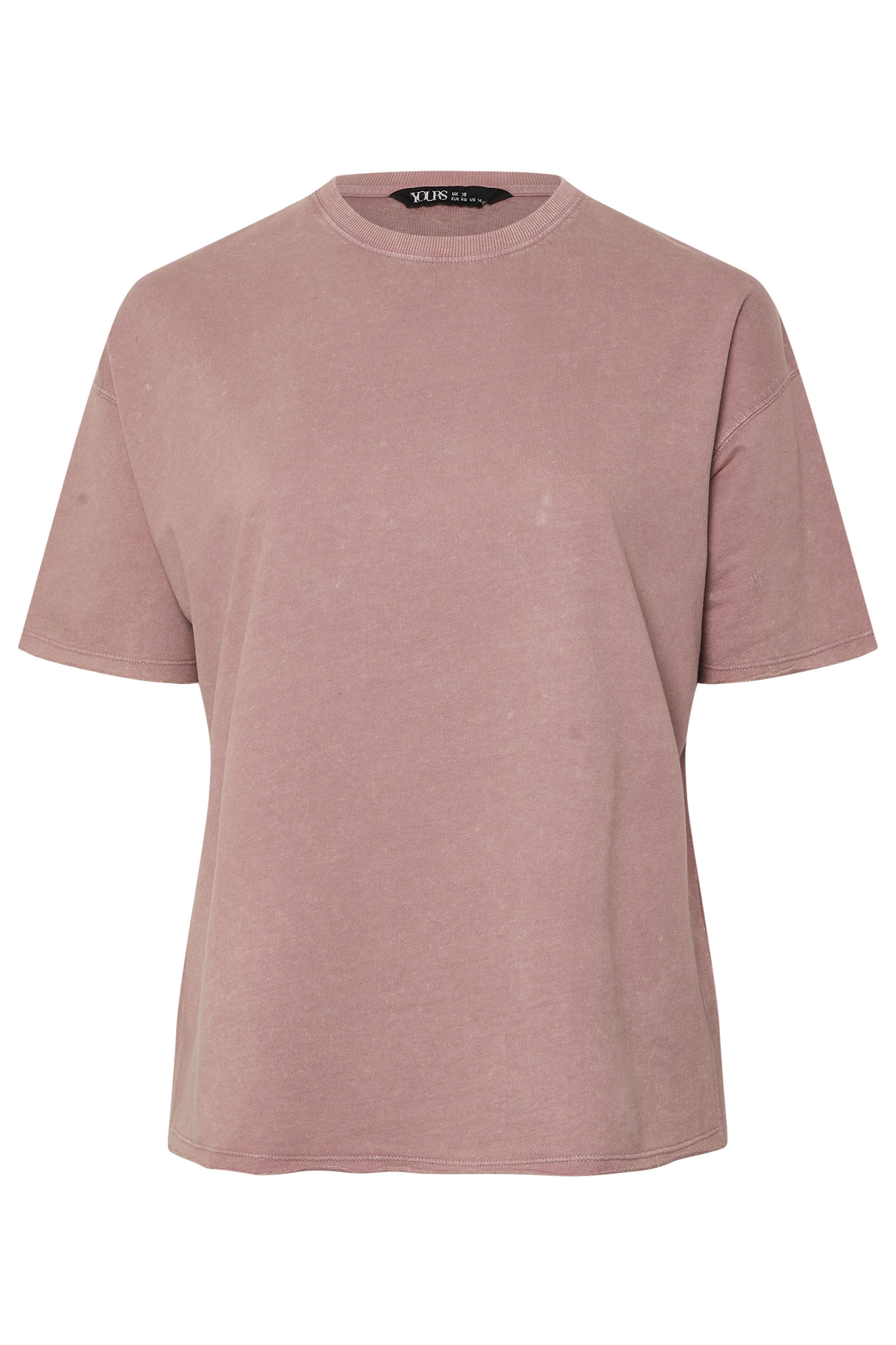 YOURS Plus Size Pink Acid Wash Oversized Sweat T-Shirt | Yours Clothing 5