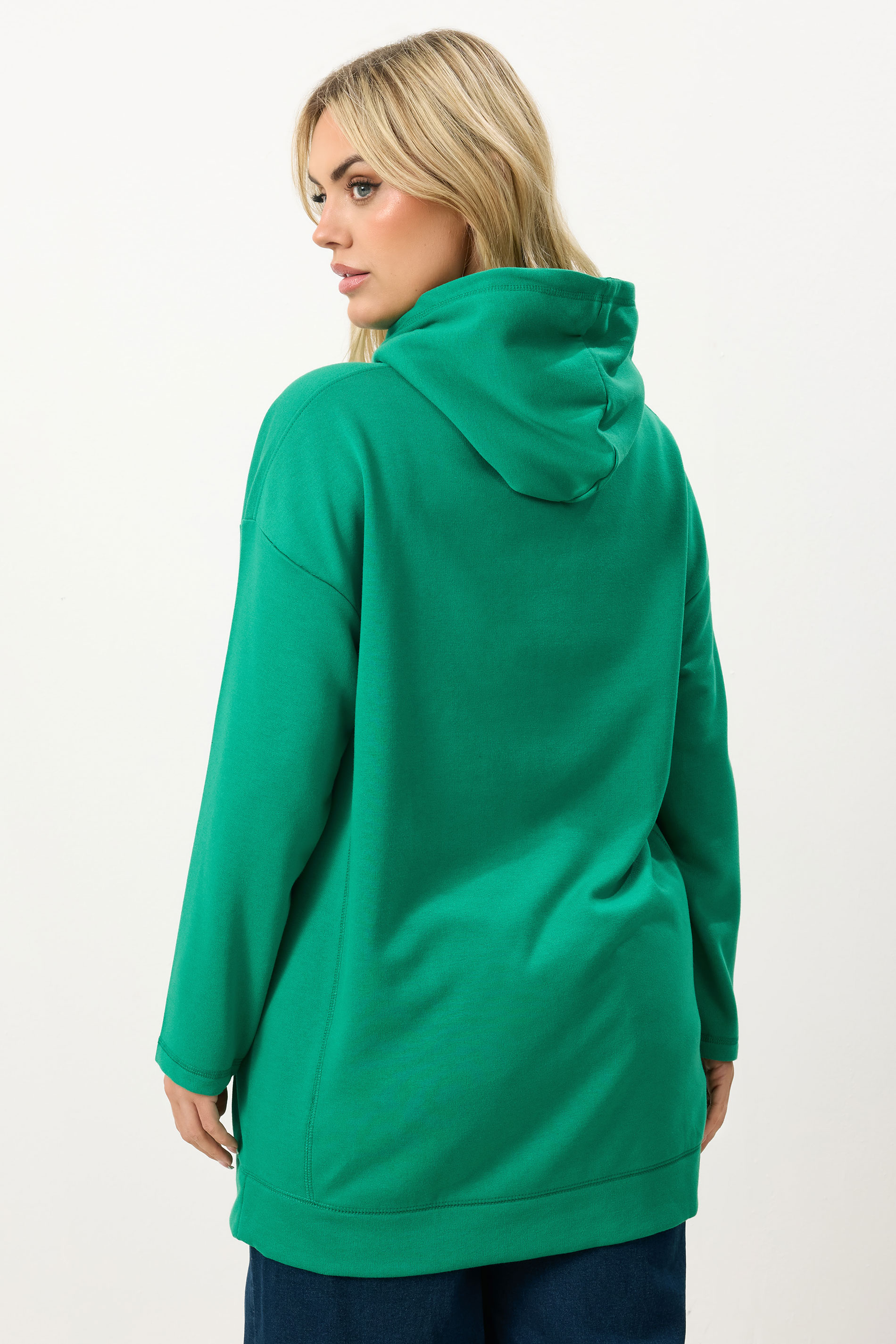 YOURS Plus Size Green Seam Detail Hoodie | Yours Clothing 2