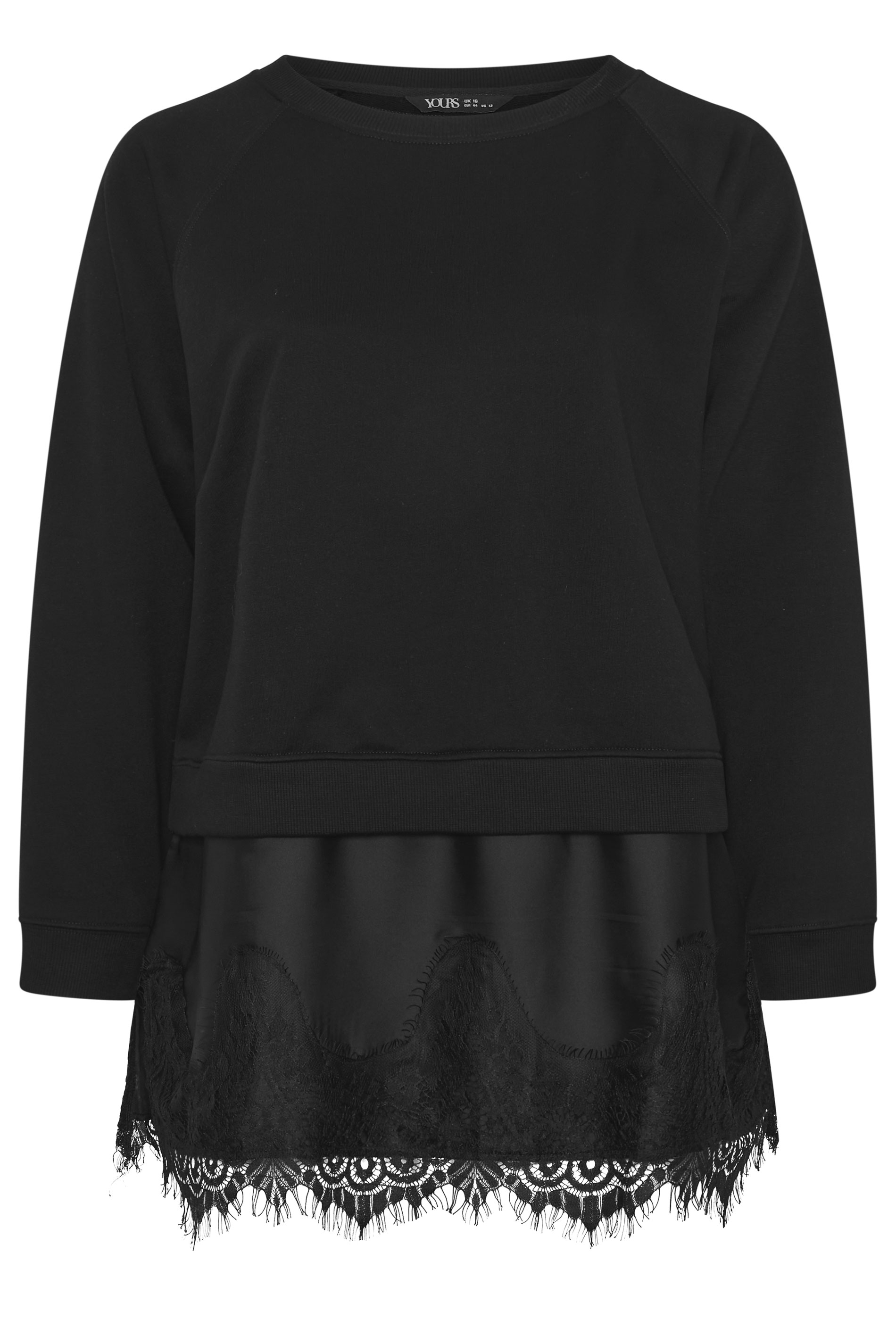 YOURS Plus Size Black Lace 2-In-1 Jumper | Yours Clothing 5