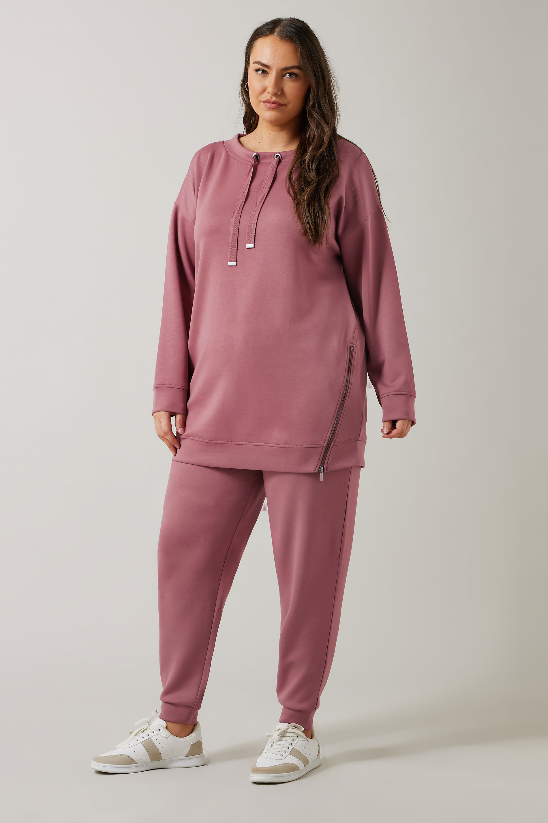 EVANS Plus Size Pink Luxe Zip Detail Sweatshirt | Evans  1