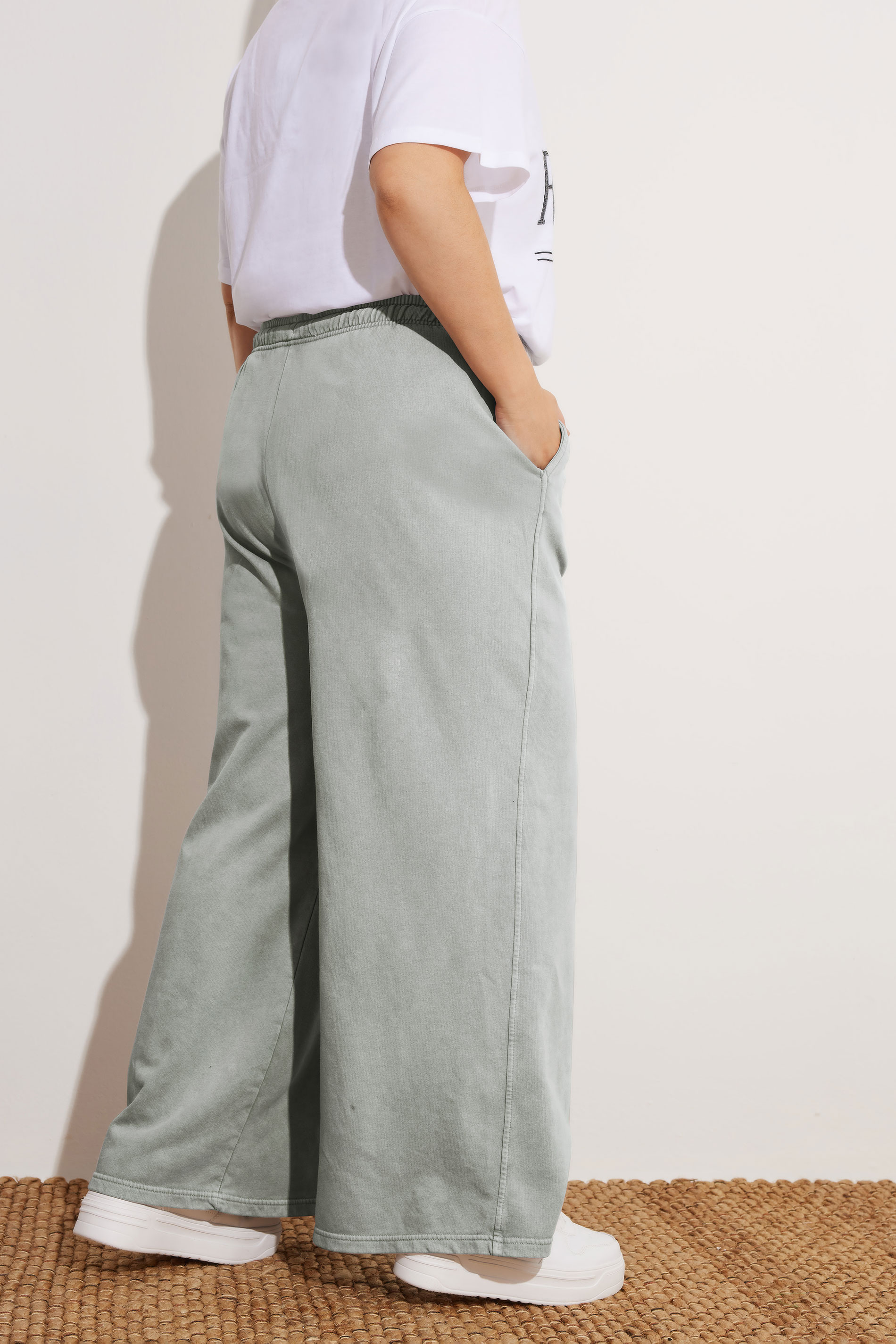 YOURS Plus Size Grey Wide Leg Joggers | Yours Clothing 2