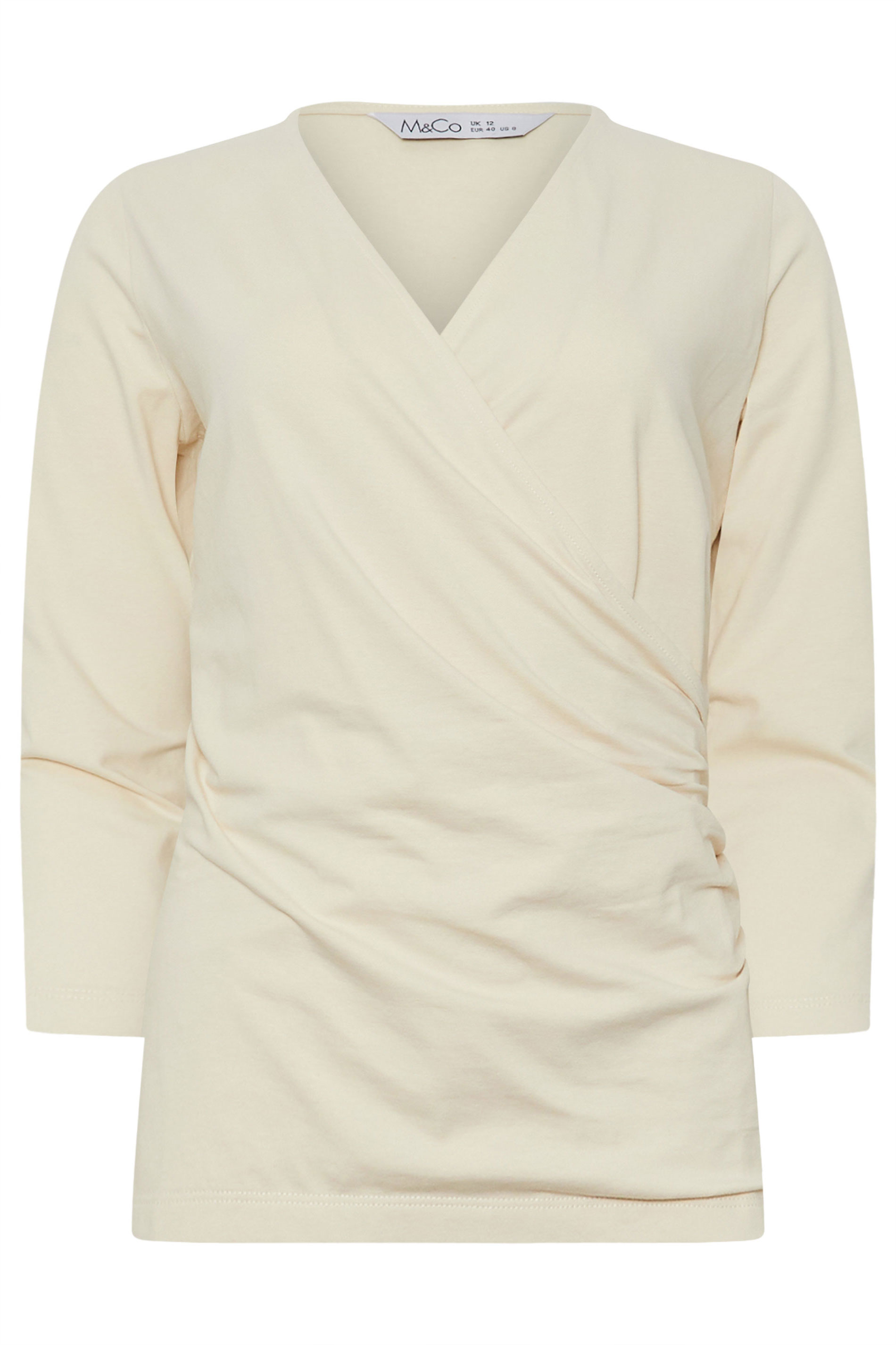 M&Co Cream 3/4 Sleeve Wrap Top | M&Co 5