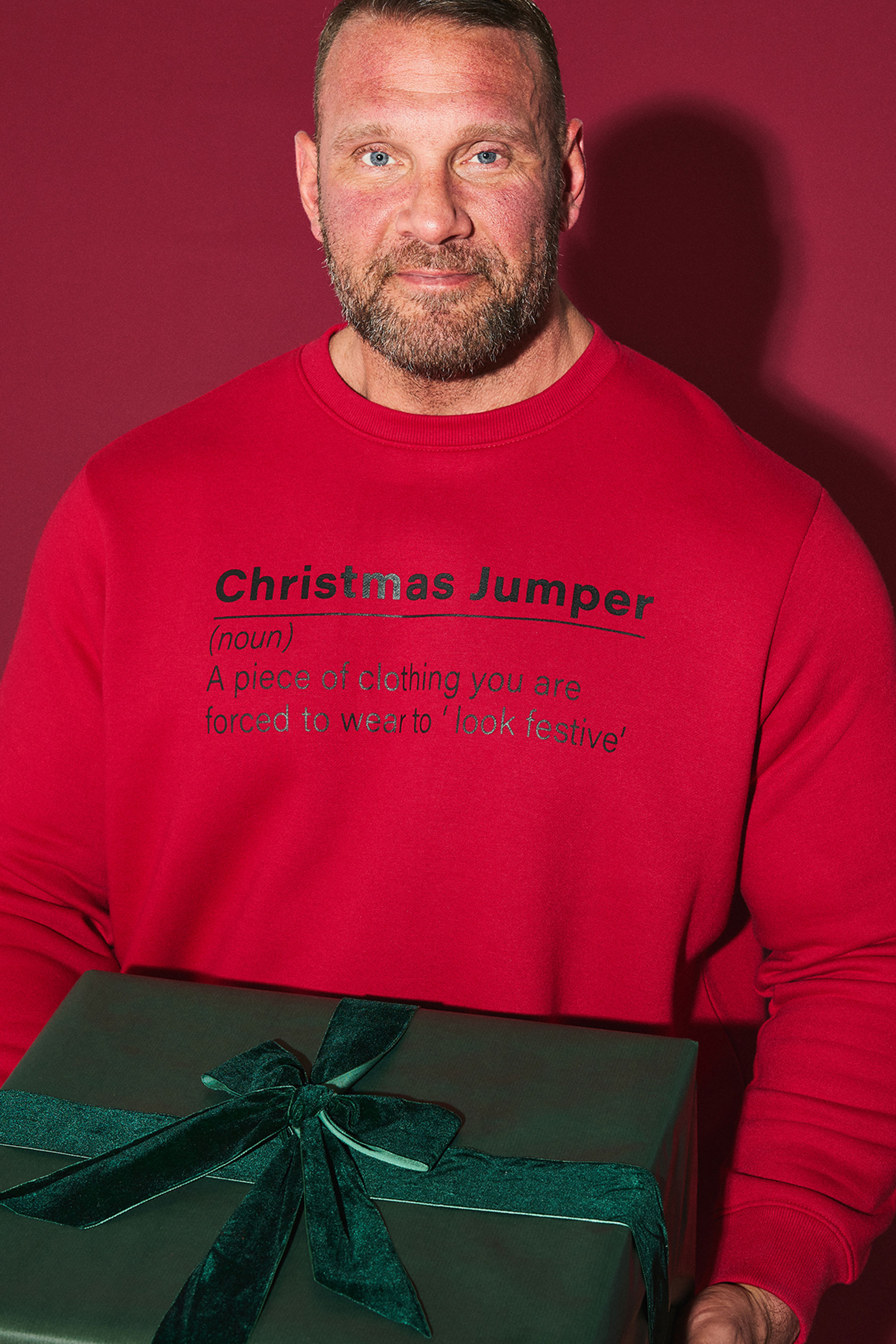BadRhino Big & Tall Red 'Christmas Jumper' Printed Sweatshirt | BadRhino 1