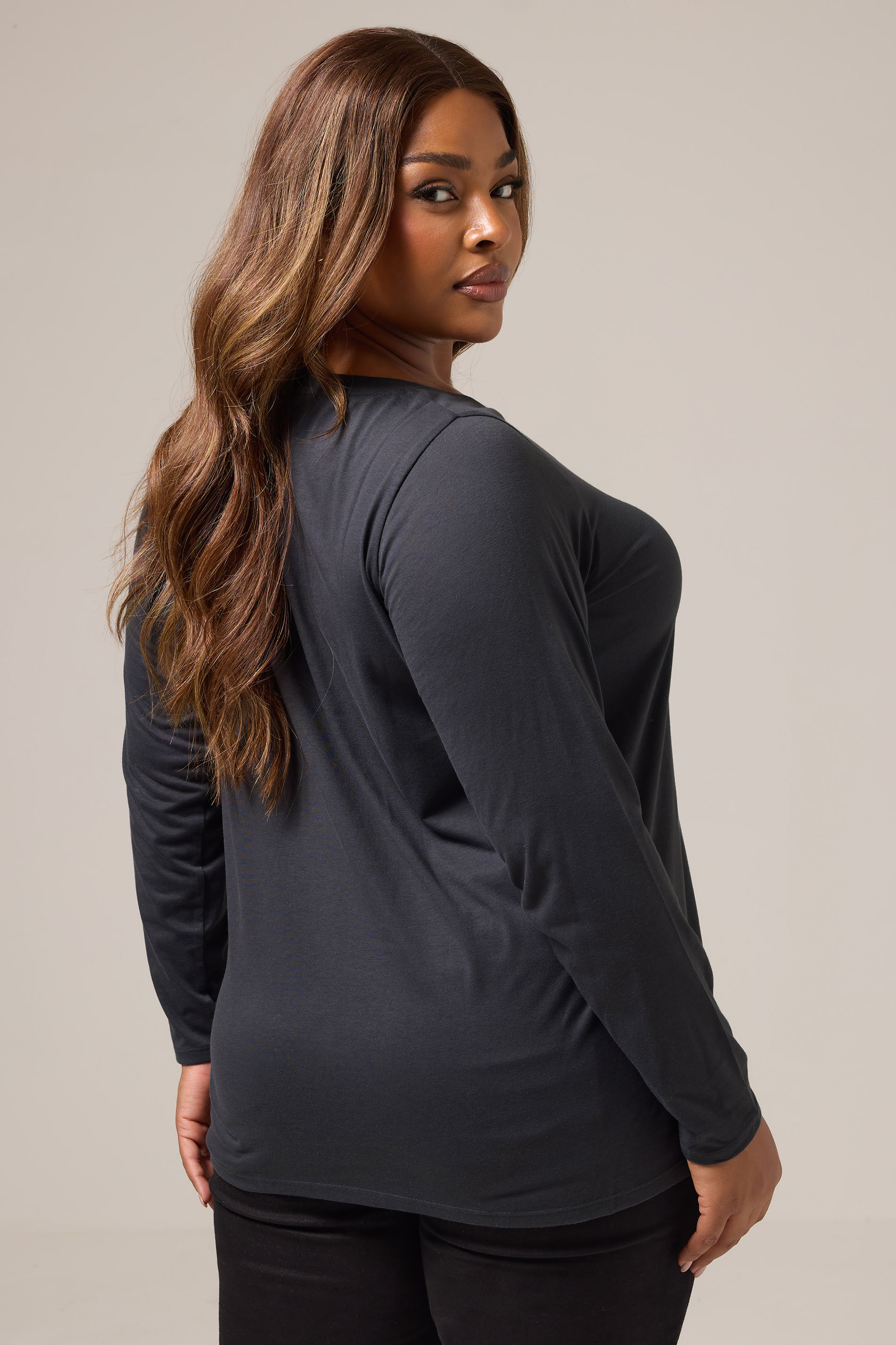 YOURS Plus Size Grey Long Sleeve Core T-Shirt | Yours Clothing 2