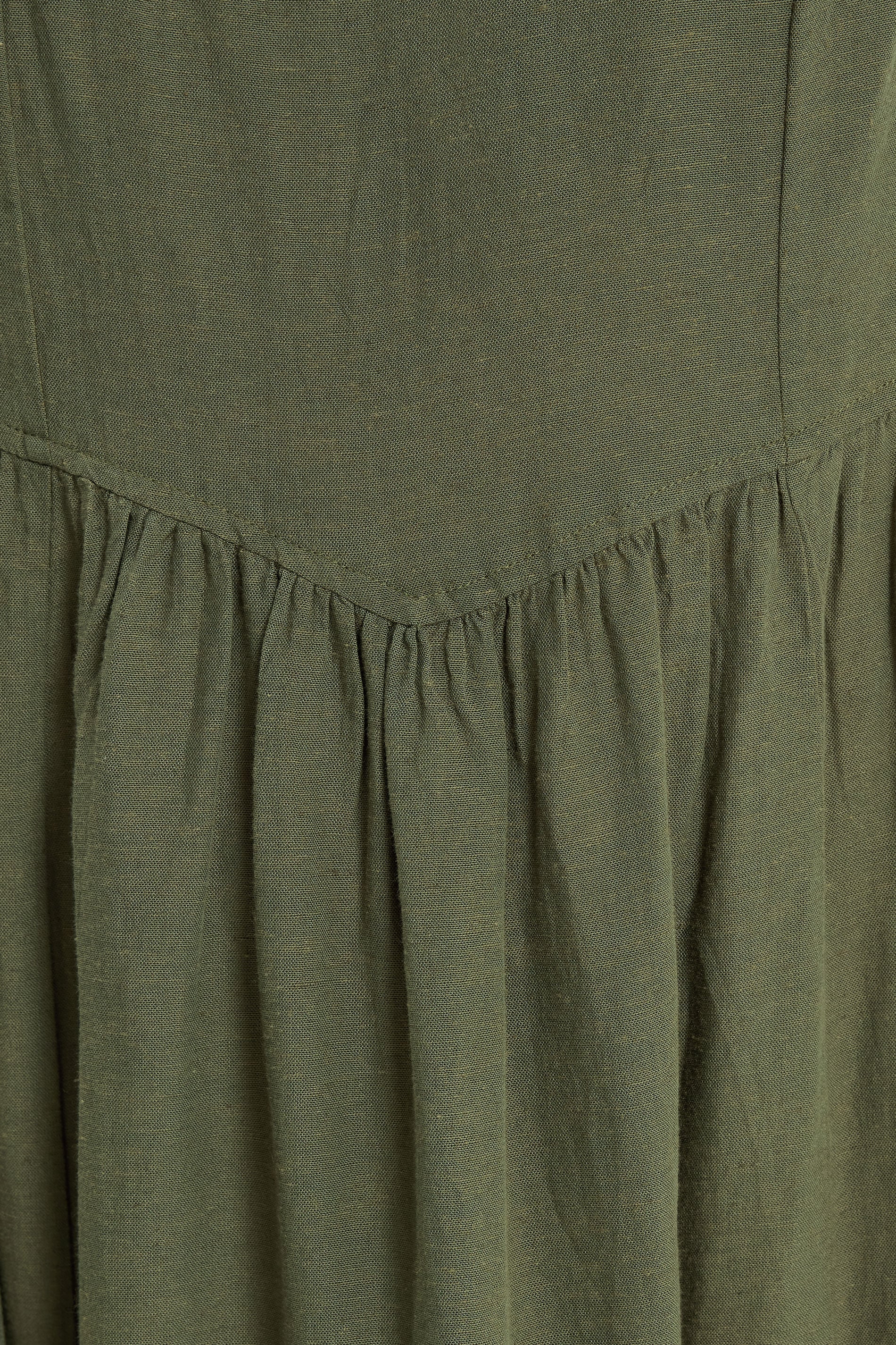 YOURS Plus Size Khaki Green Sleeveless Linen Midi Dress | Yours Clothing 5