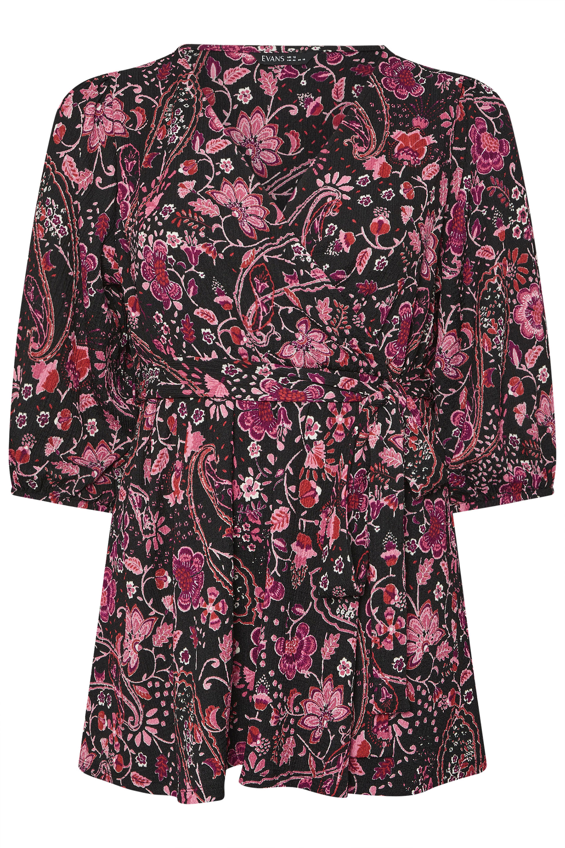 EVANS Plus Size Pink Paisley Print Wrap Top | Evans 7