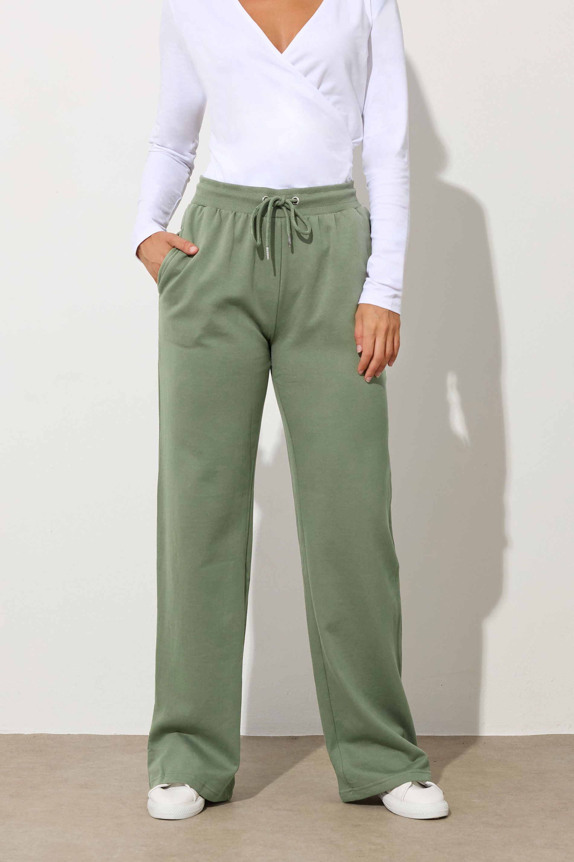 LTS Tall Khaki Green Wide Leg Joggers | Long Tall Sally 2