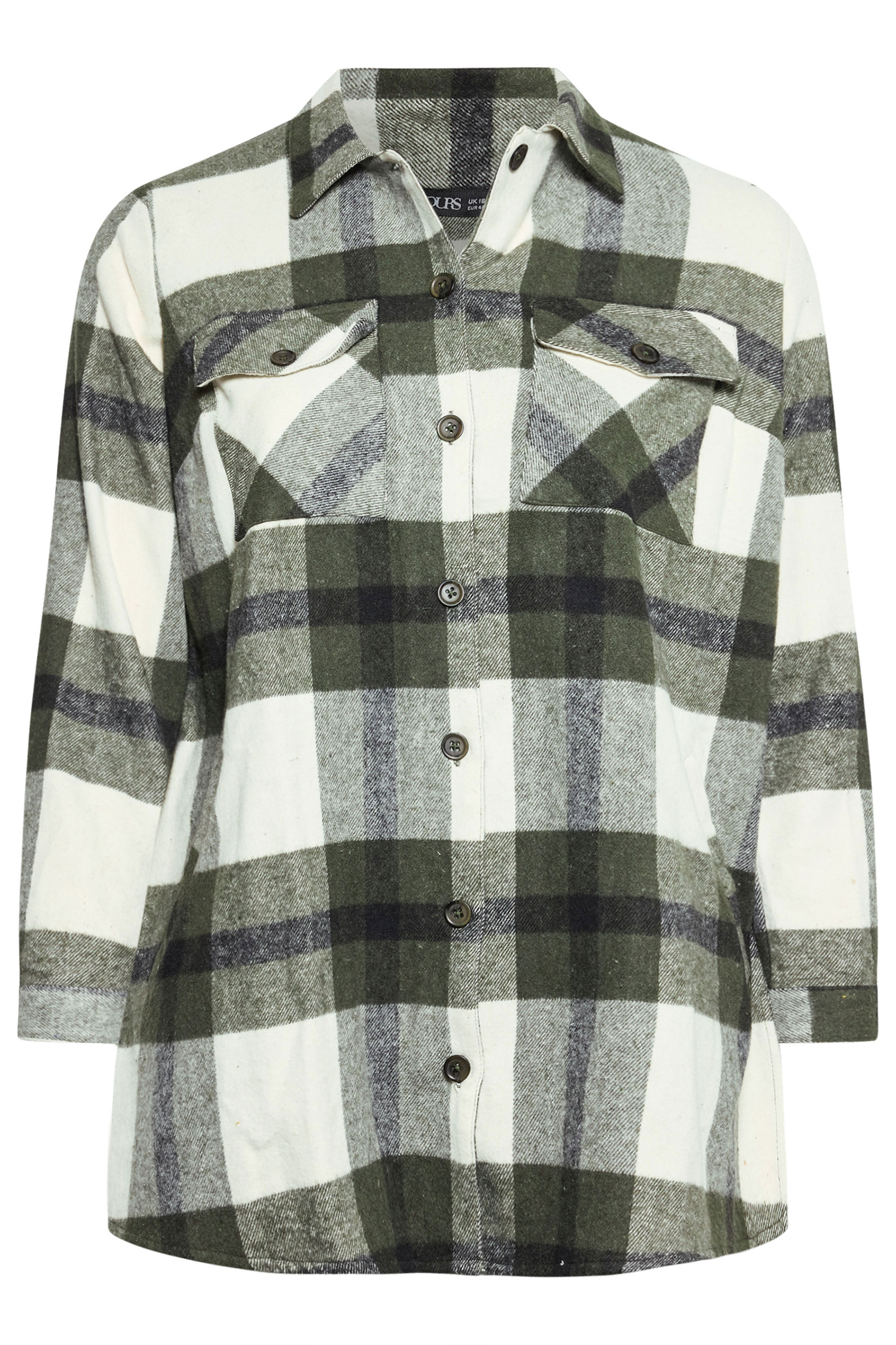 YOURS Plus Size Khaki Green Check Shacket | Yours Clothing 5