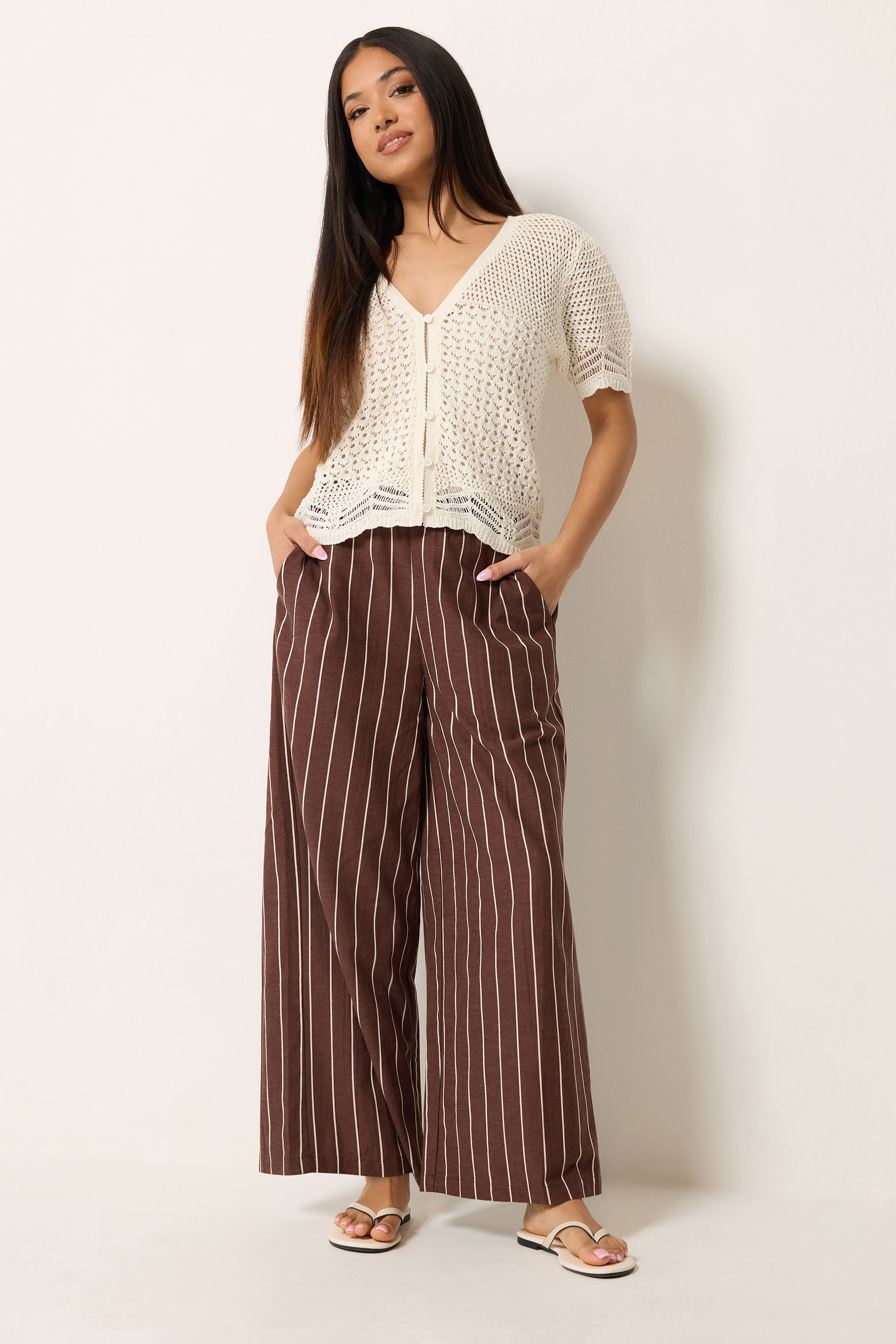 M&Co Petite Ivory White Short Sleeve Crochet Cardigan | M&Co 1