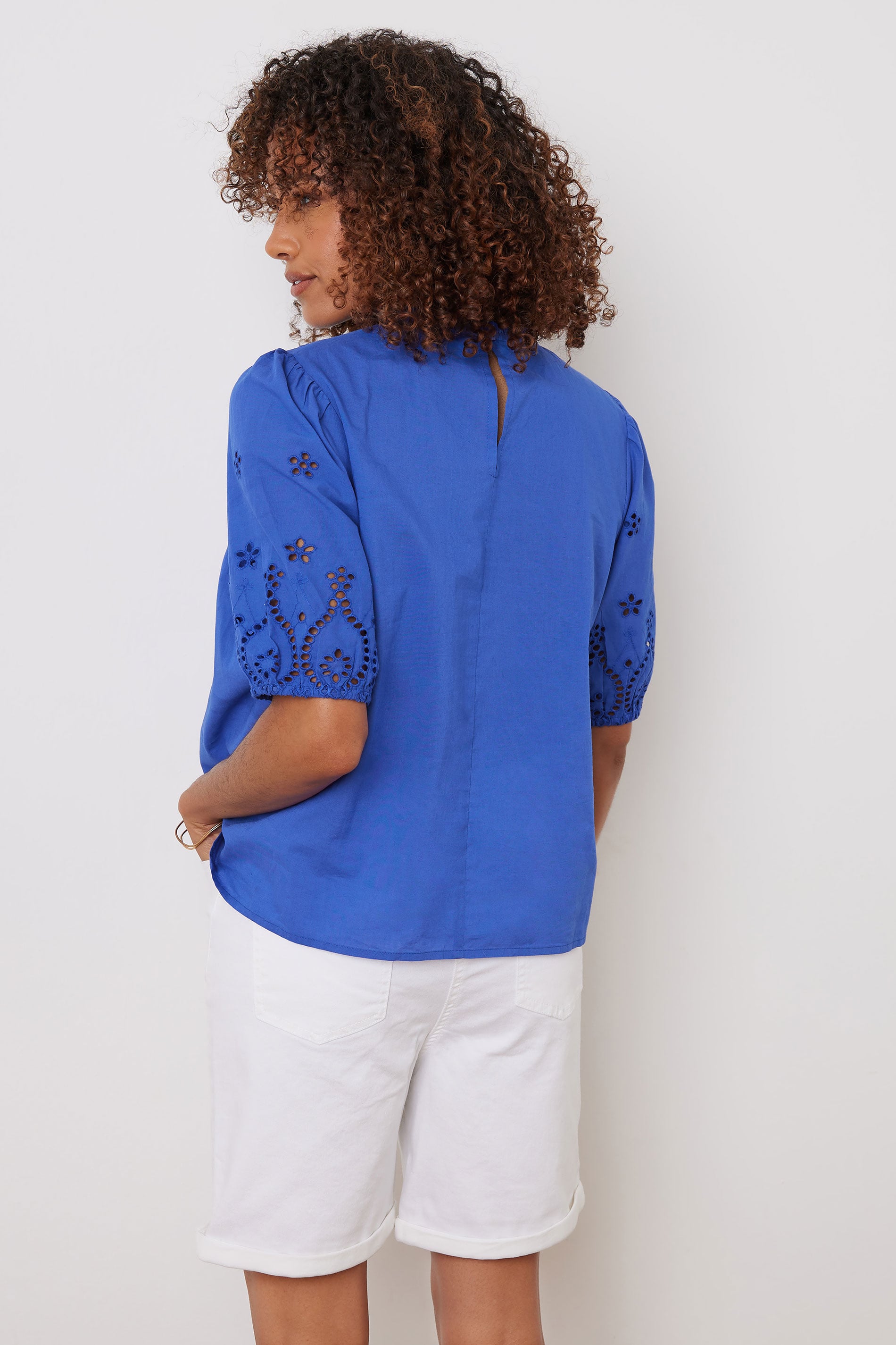 M&Co Cobalt Blue Cotton Broderie Panel Blouse | M&Co 6