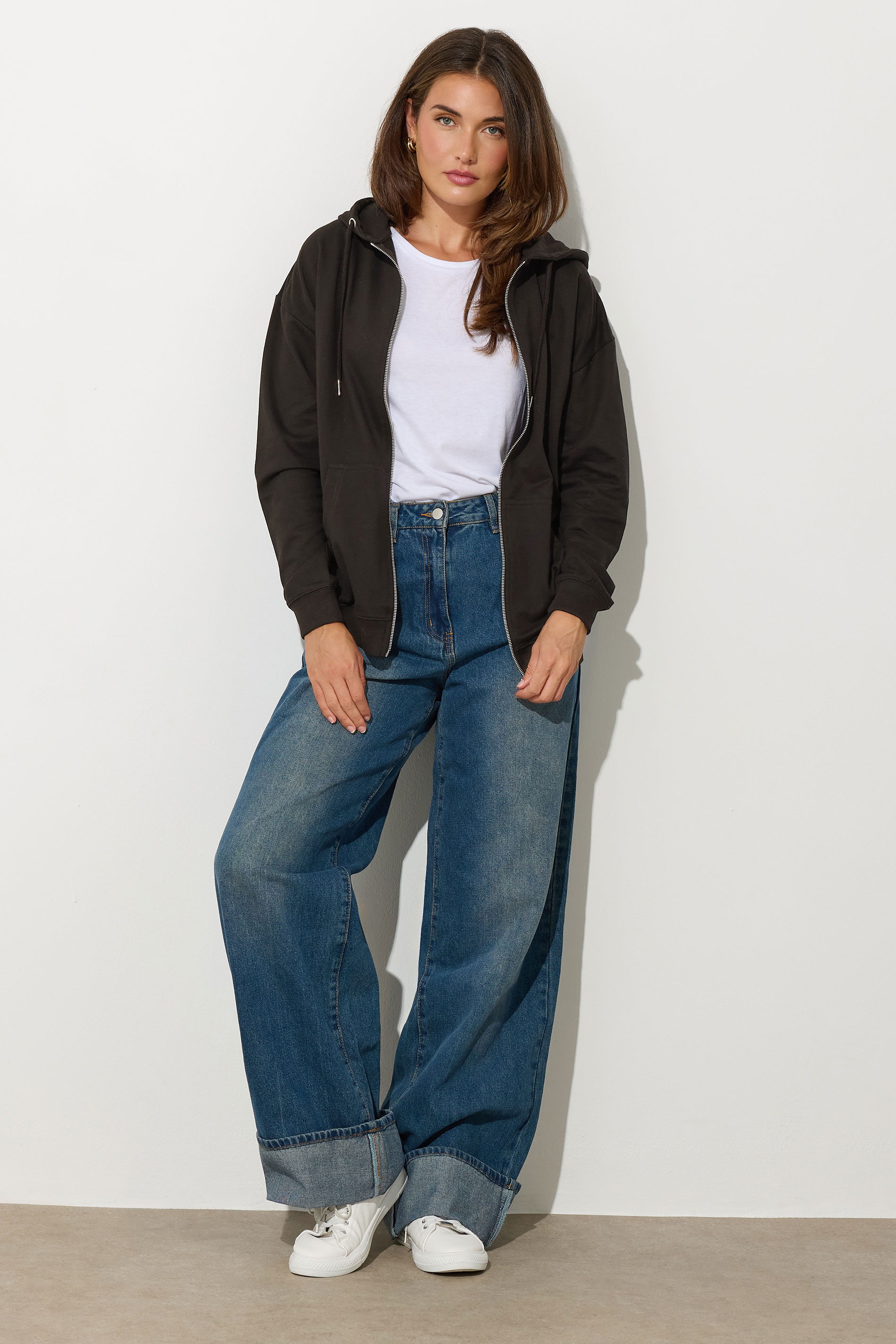 LTS Tall Women's Black Zip Through Pocket Hoodie | Long Tall Sally  2