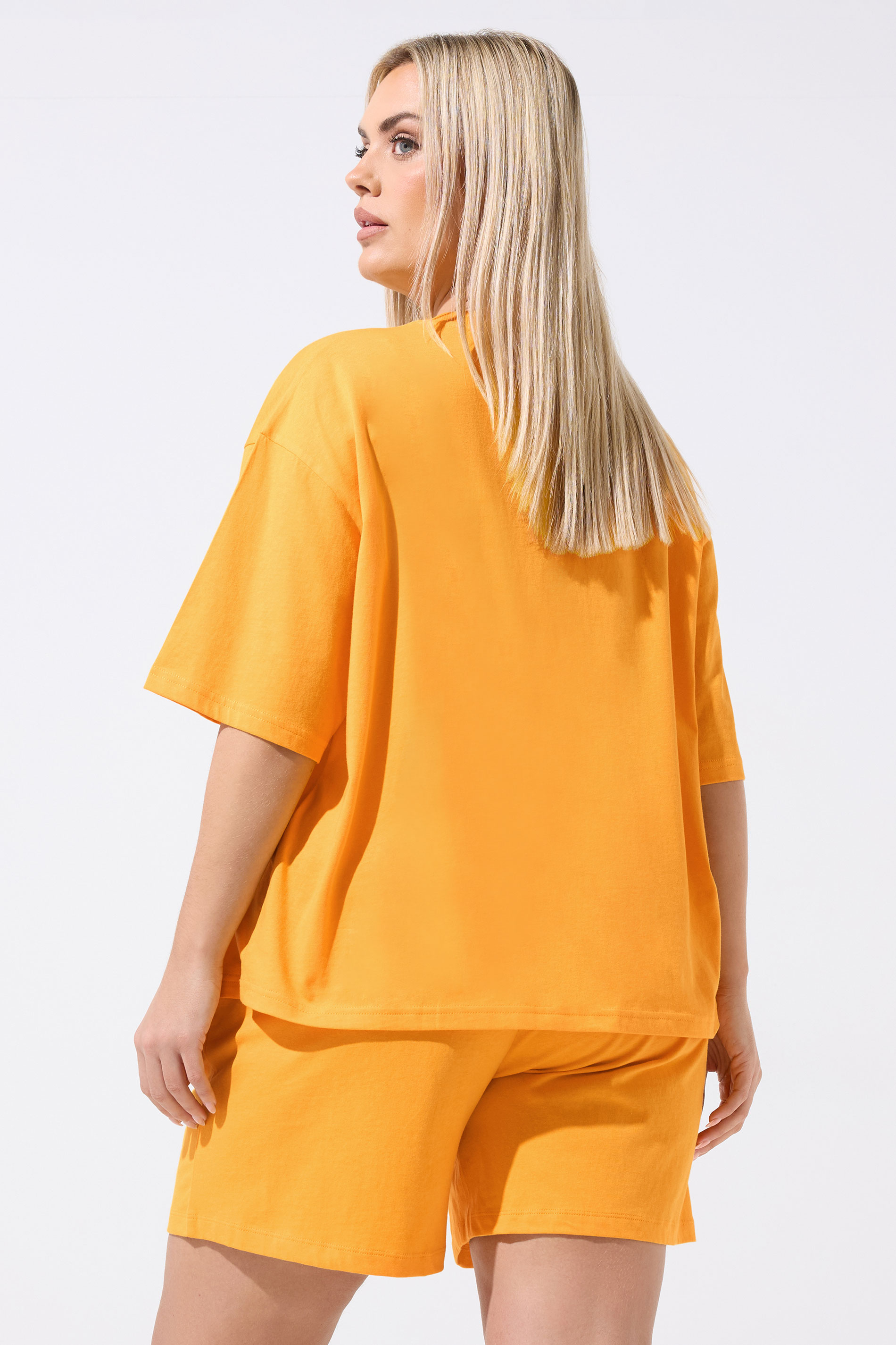 LIMITED COLLECTION Plus Size Orange Fruit Graphic Short Set | Yours Clothing 1