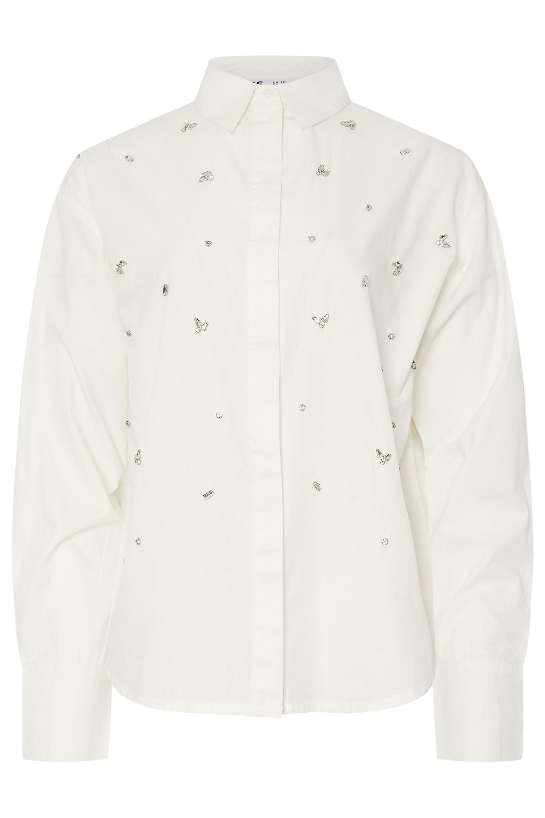 LTS Tall White Embellished Long Sleeve Cotton Shirt | Long Tall Sally 6