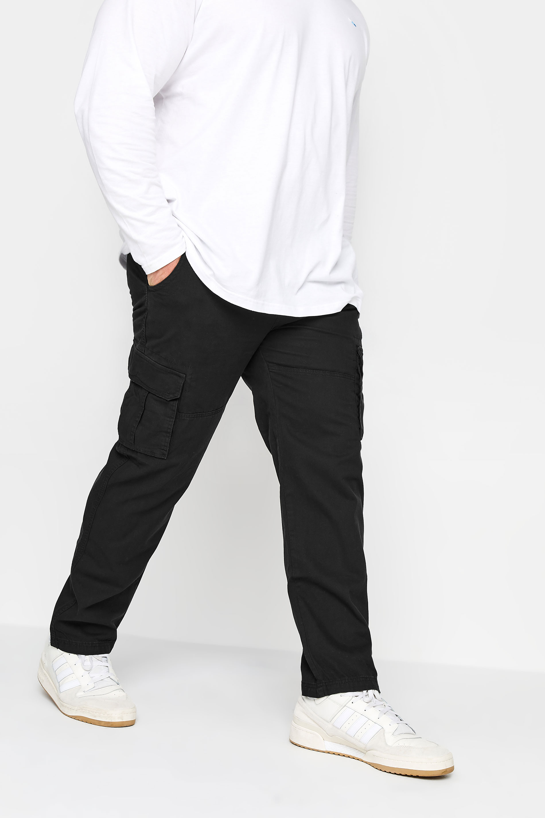 D555 Big & Tall Black Cargo Trousers | BadRhino 3