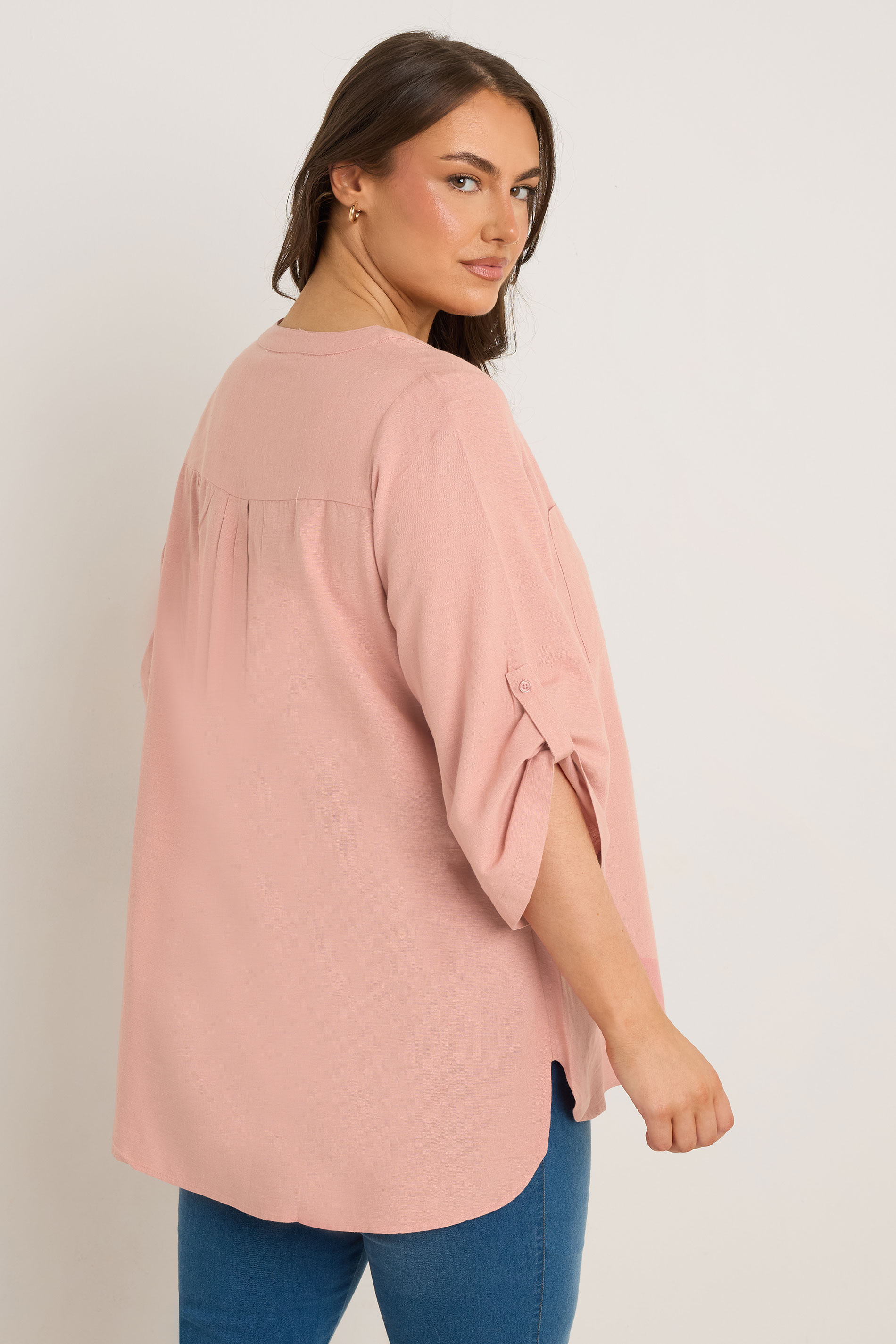 EVANS Plus Size Blush Pink Linen Utility Top | Evans  2