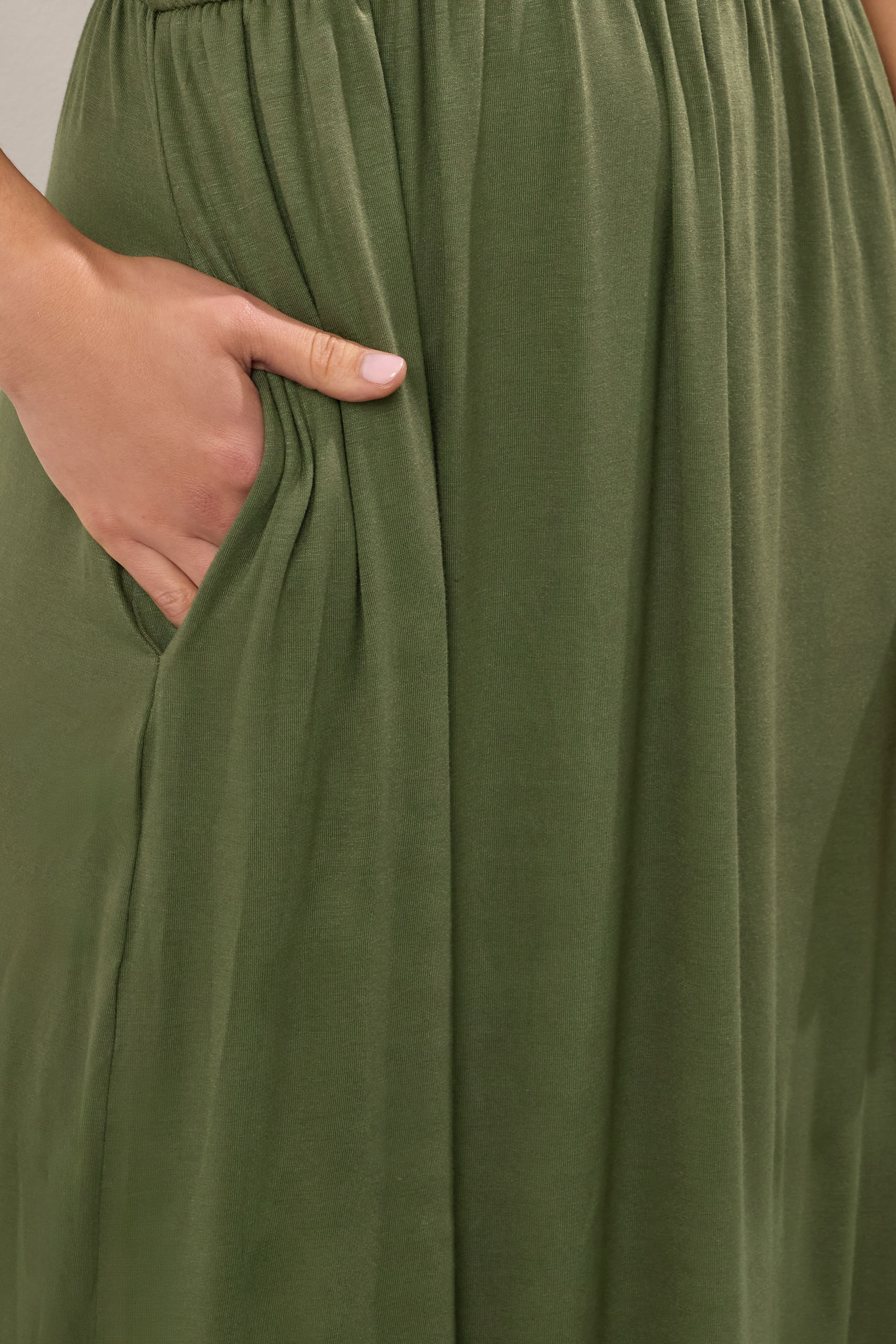 LTS Tall Women's Khaki Green Cotton Maxi T-Shirt Dress | Long Tall Sally 4