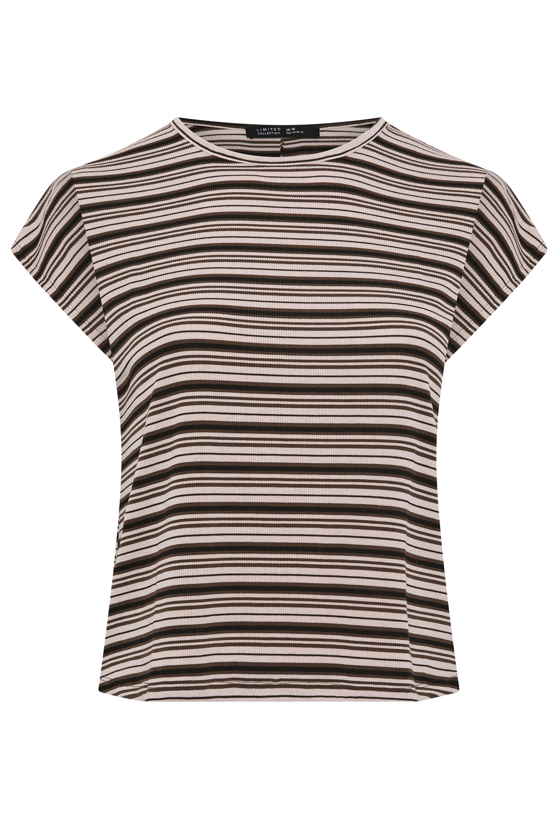 LIMITED COLLECTION Plus Size Brown Stripped Ribbed T-Shirt | Yours Clothing 5