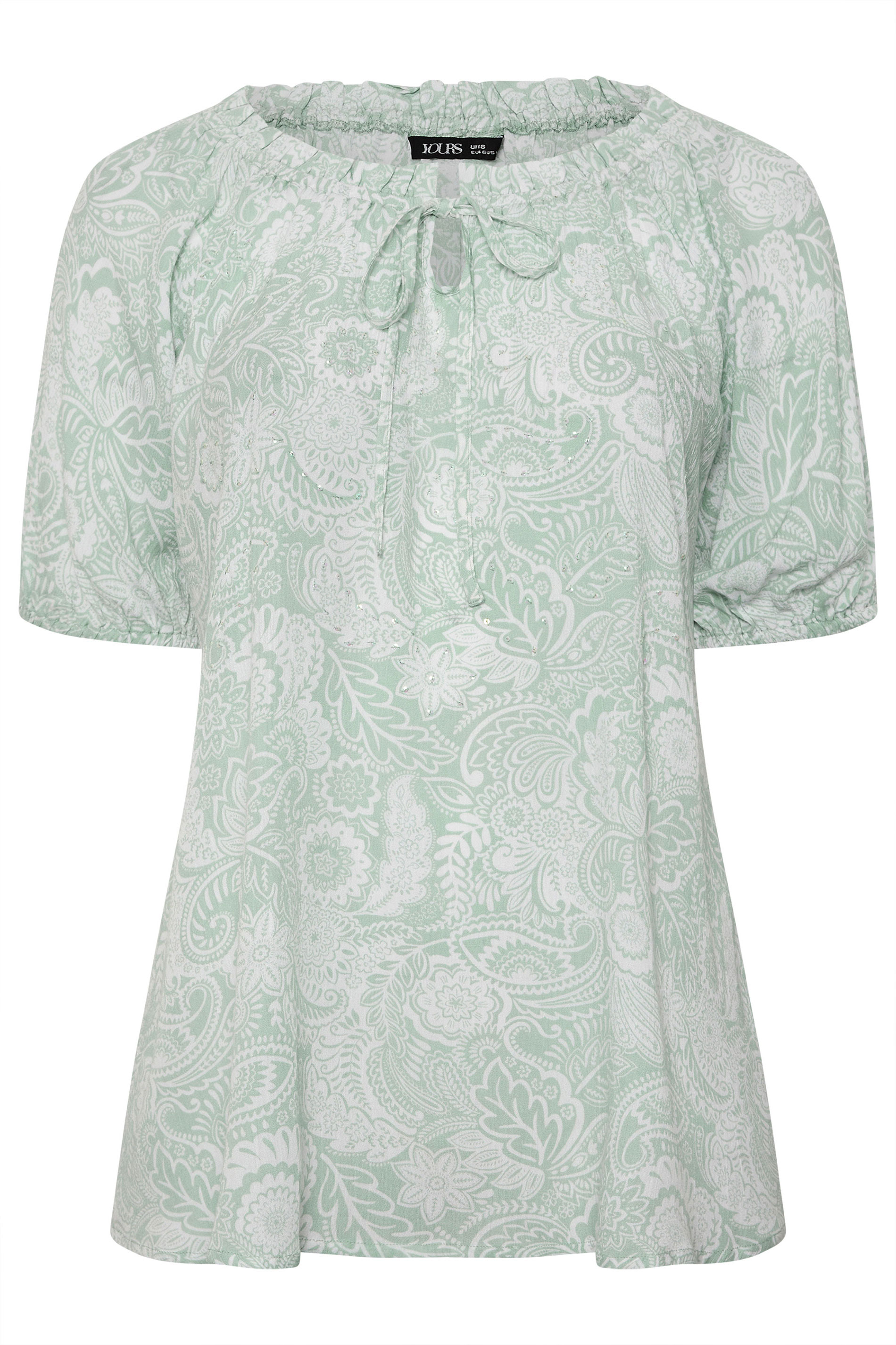YOURS Plus Size Sage Green Textured Ditsy Floral Top | Yours Clothing 5