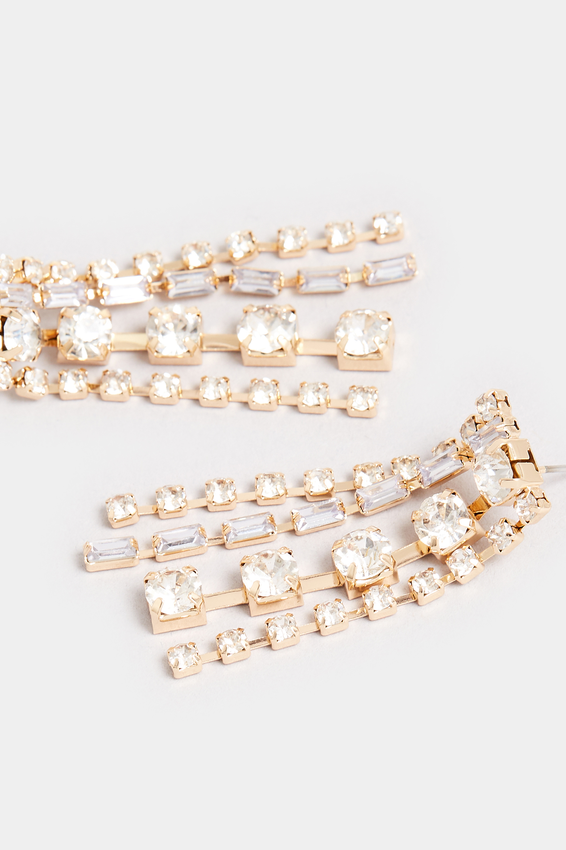 Gold Tone Diamante Tassel Drop Earrings | Yours Clothing 3