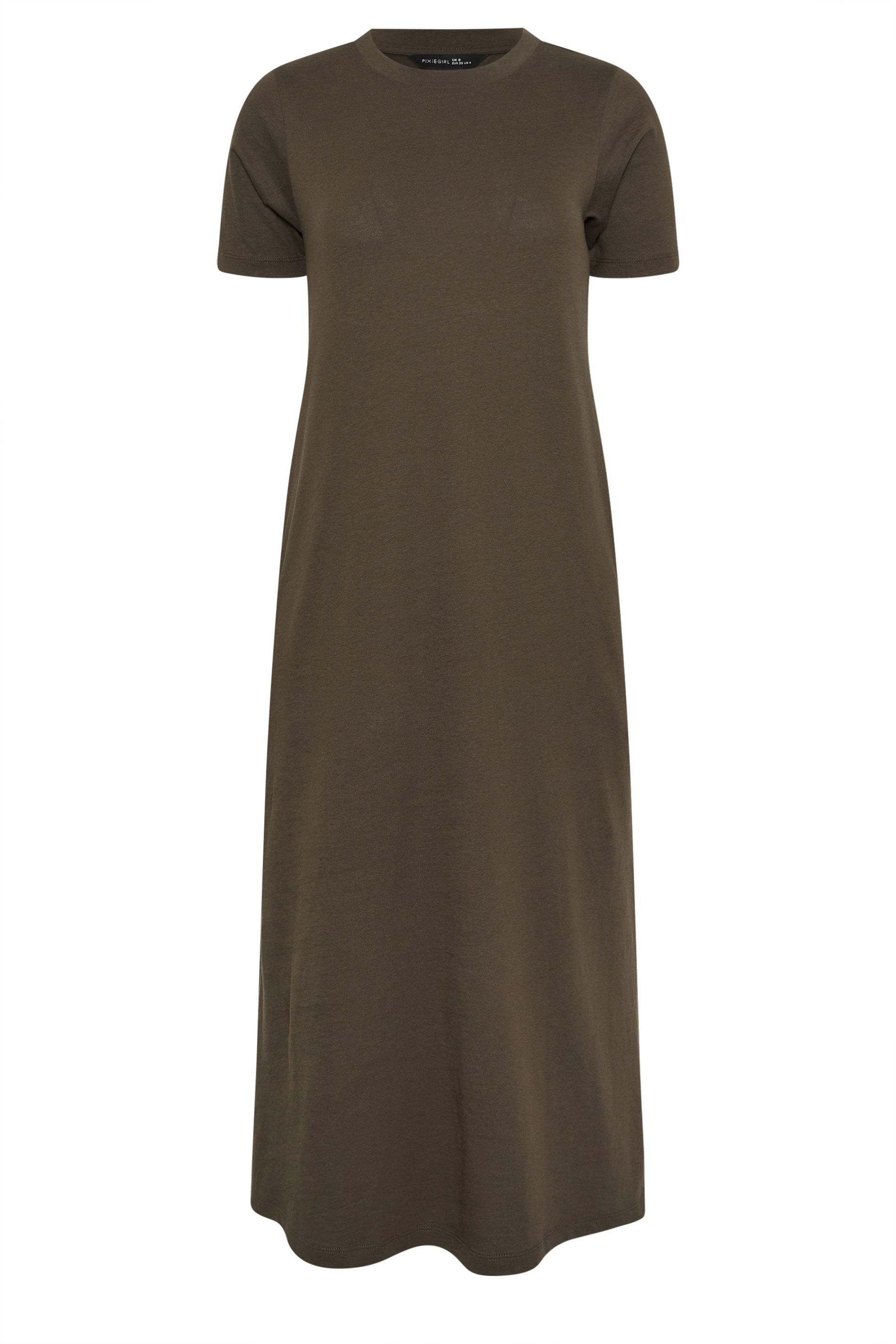 PixieGirl Petite Women's Chocolate Brown Cotton T-Shirt Maxi Dress | PixieGirl 5
