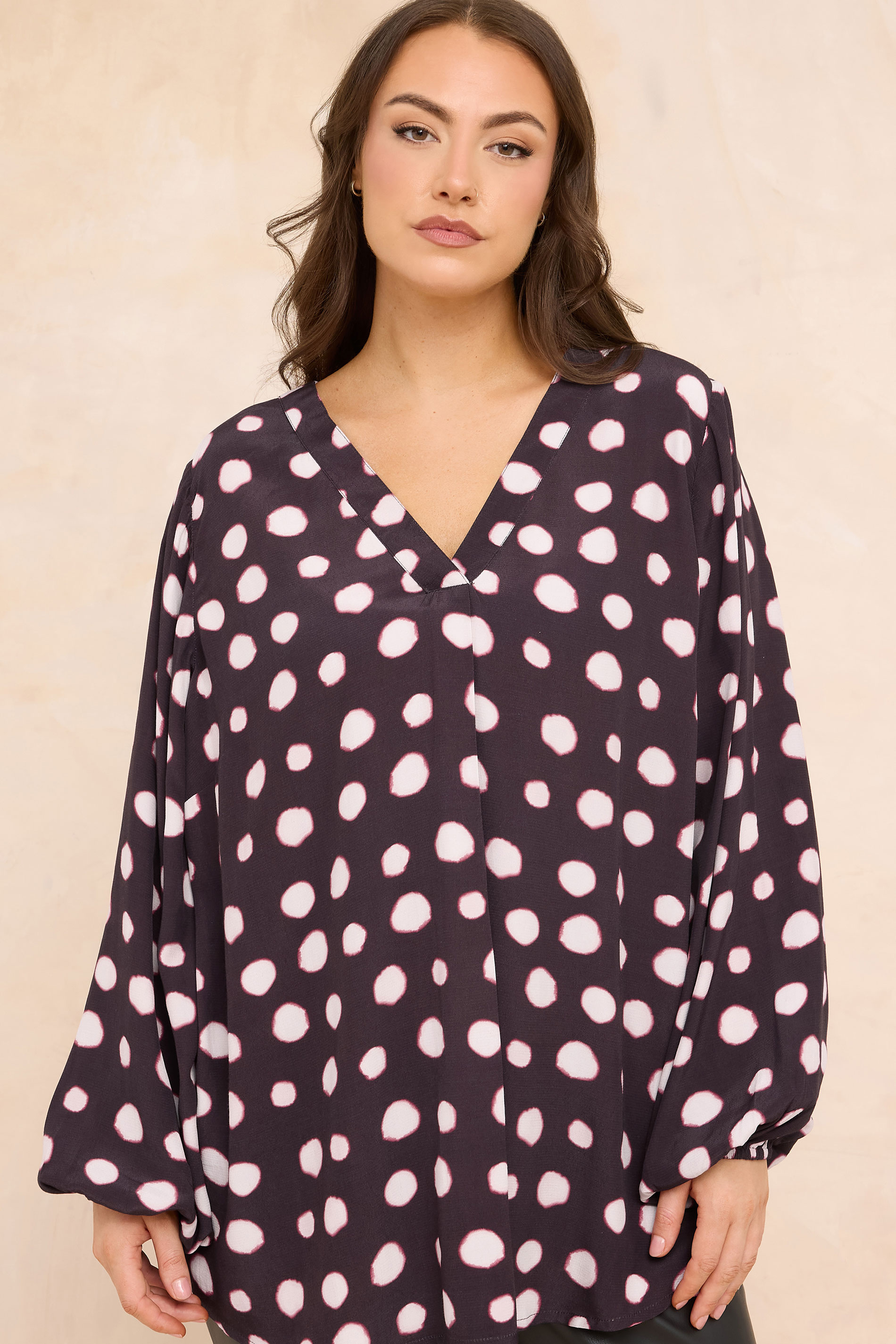 EVANS Plus Size Purple Spot Print Pleated Swing Top | Evans 3