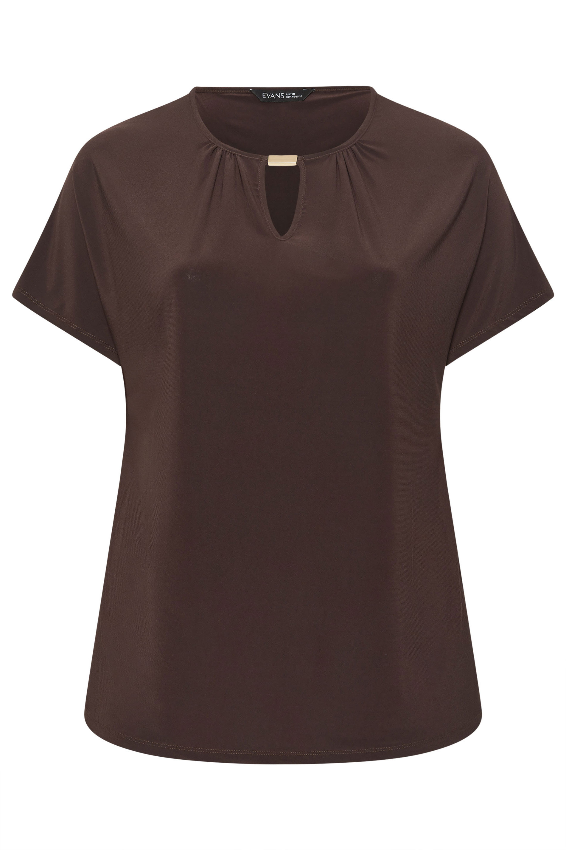 EVANS Plus Size Chocolate Brown Bar Detail Top | Evans 5
