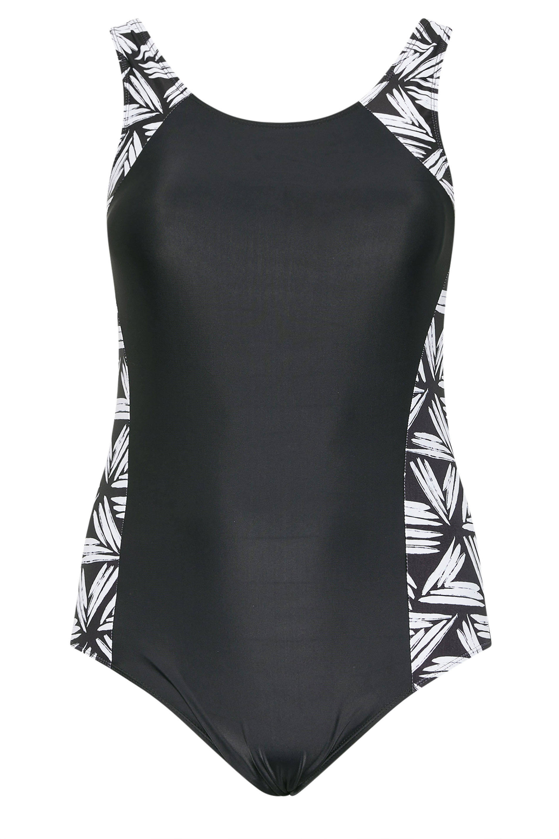 YOURS Plus Size Black Active Abstract Print Swimsuit | Yours Clothing 6