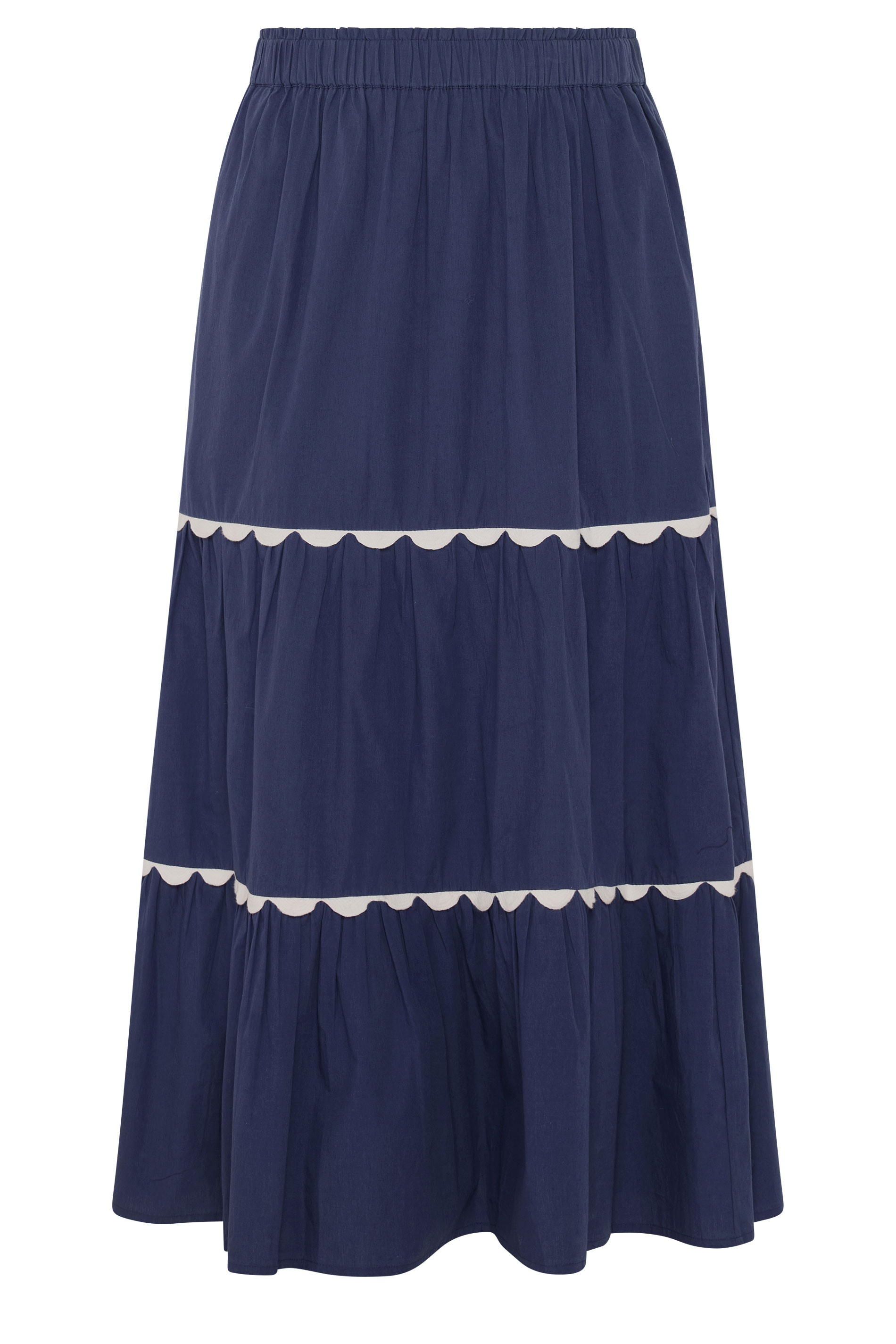 YOURS Plus Size  Navy Blue Scallop Trim Maxi Skirt | Yours Clothing  5