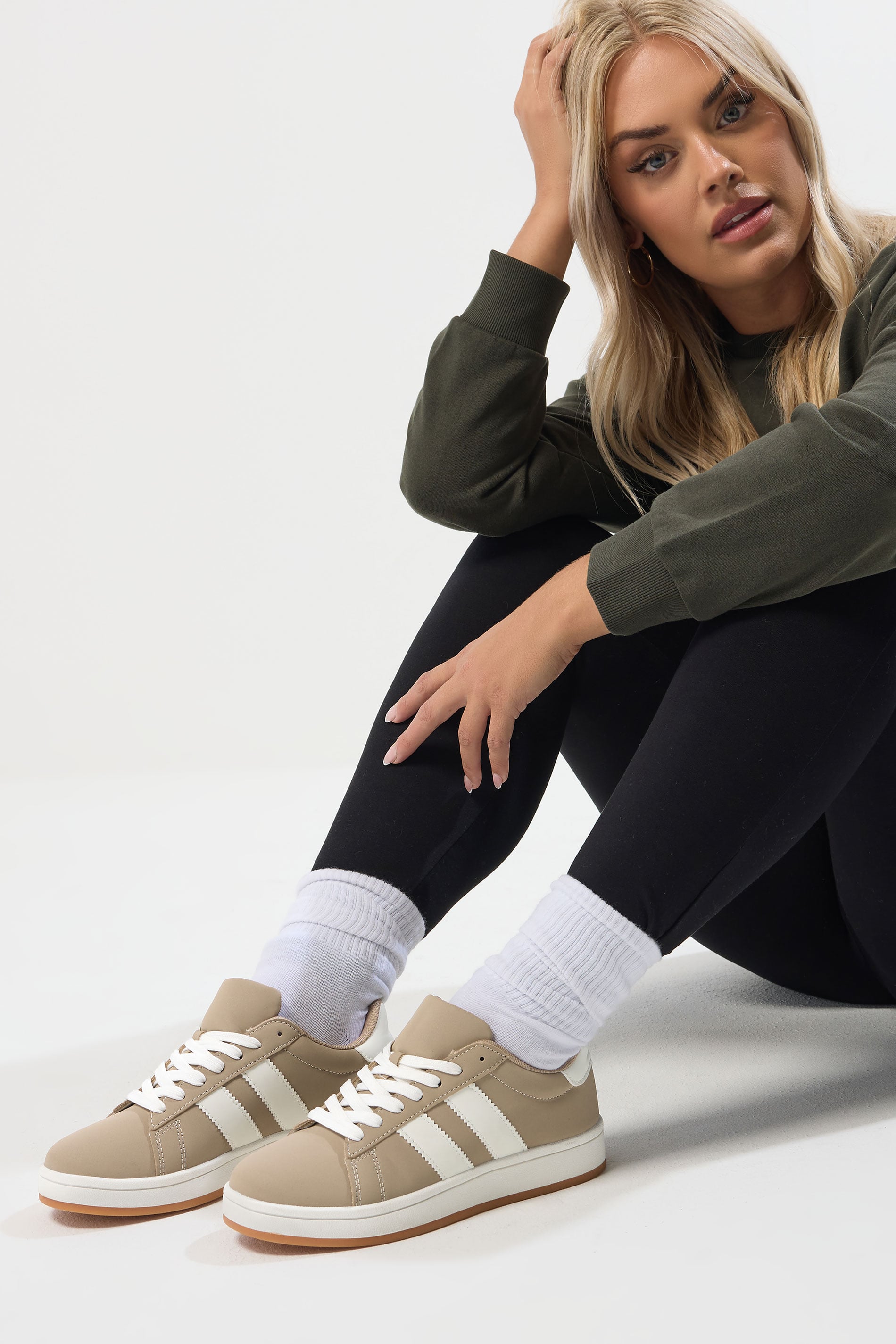 Mocha Brown Padded Lace Up Trainers In Wide E Fit | Yours Clothing 3