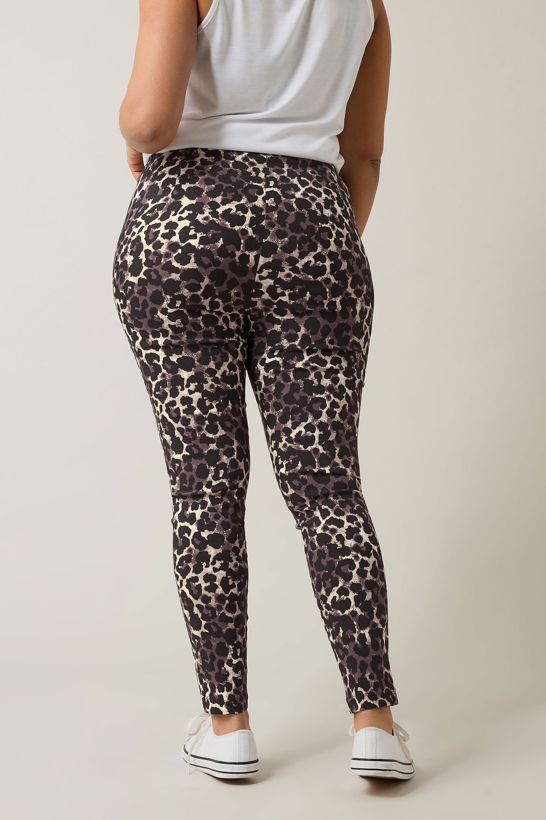 EVANS Plus Size Natural Brown Leopard Print Trousers | Evans 2