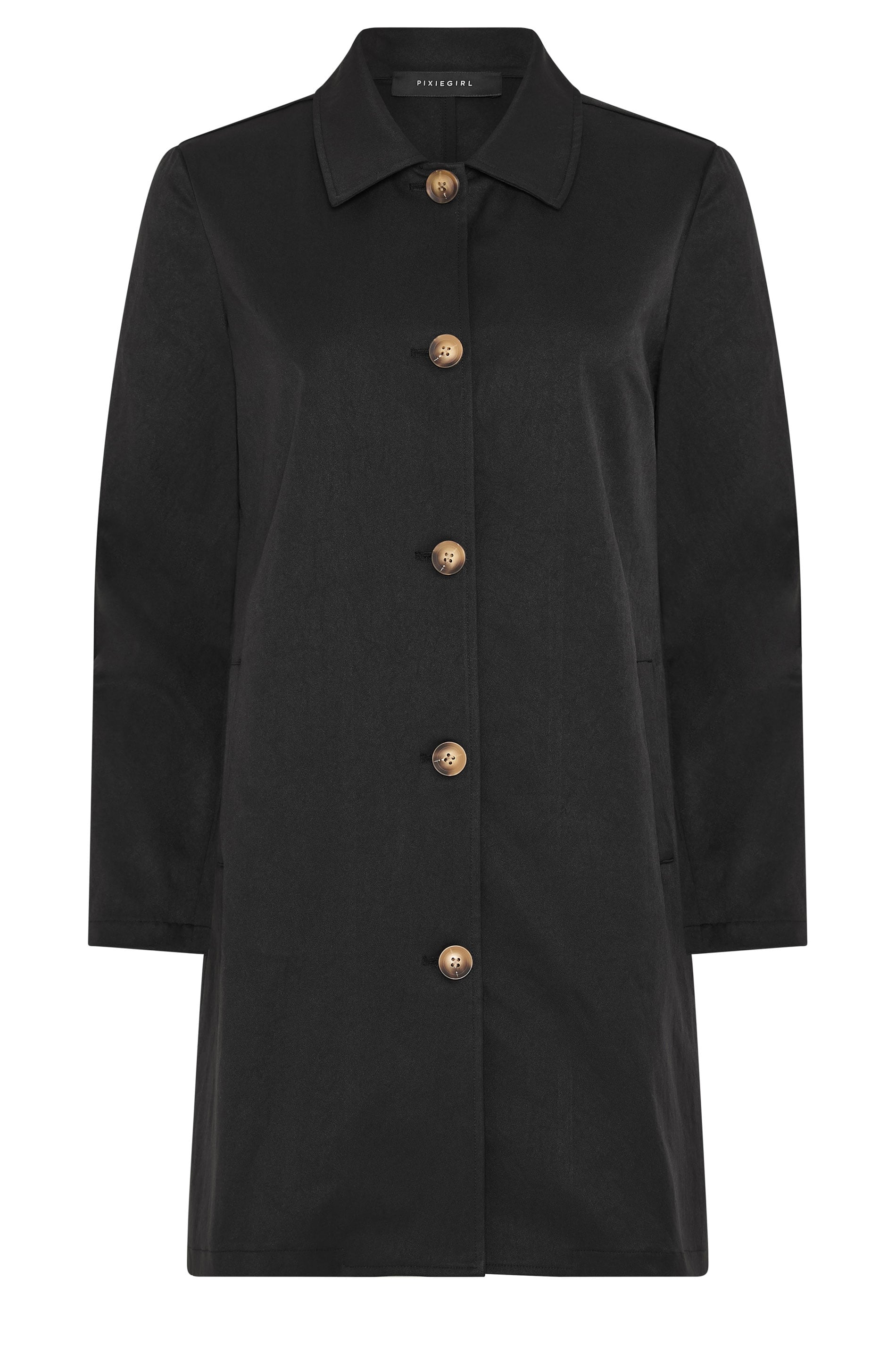 PixieGirl Petite Women's Black Midi Car Coat | PixieGirl 5