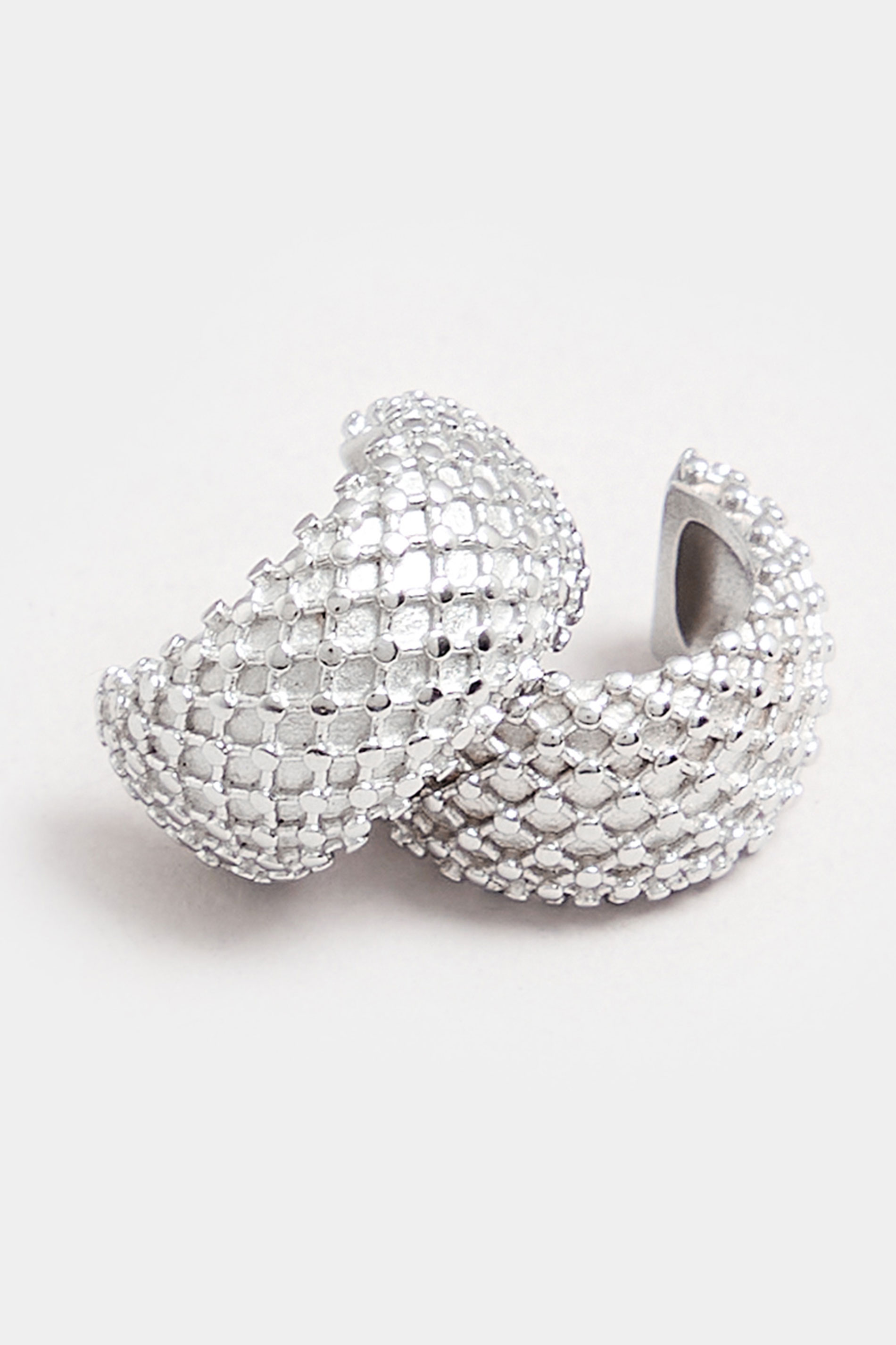 Silver Tone Stainless Steel Textured Hoop Earrings | Yours Clothing 2