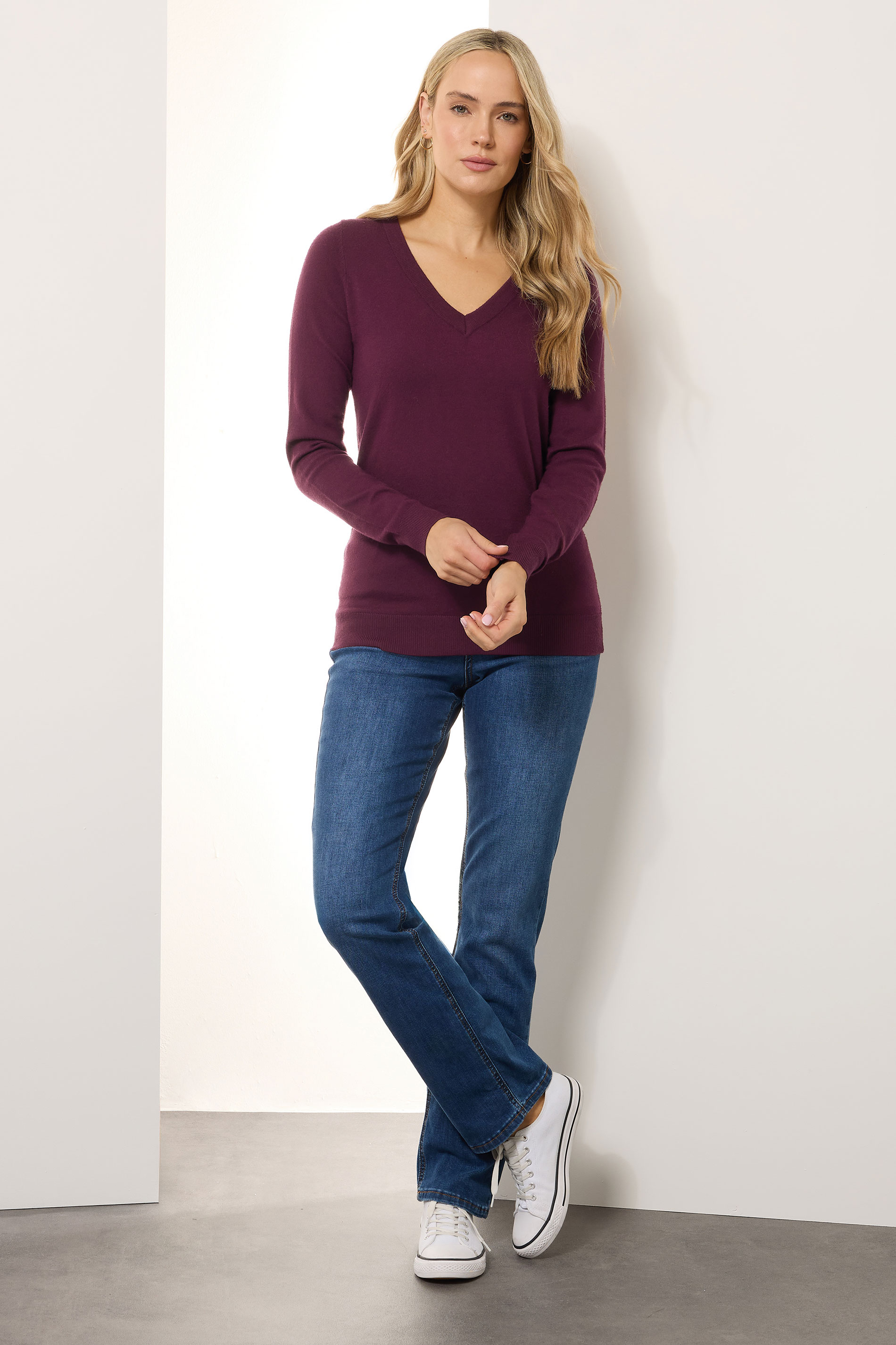 LTS Tall Cherry Red Knit V-Neck Jumper | Long Tall Sally 2
