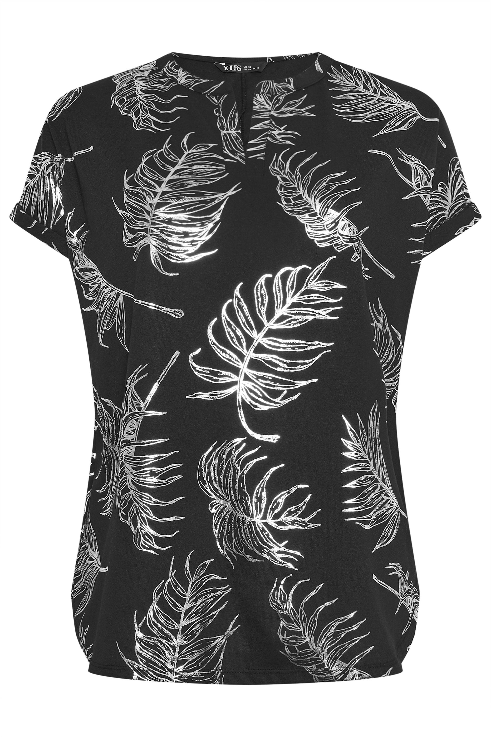 YOURS Plus Size Leaf Print Notch Neck Top | Yours Clothing 5