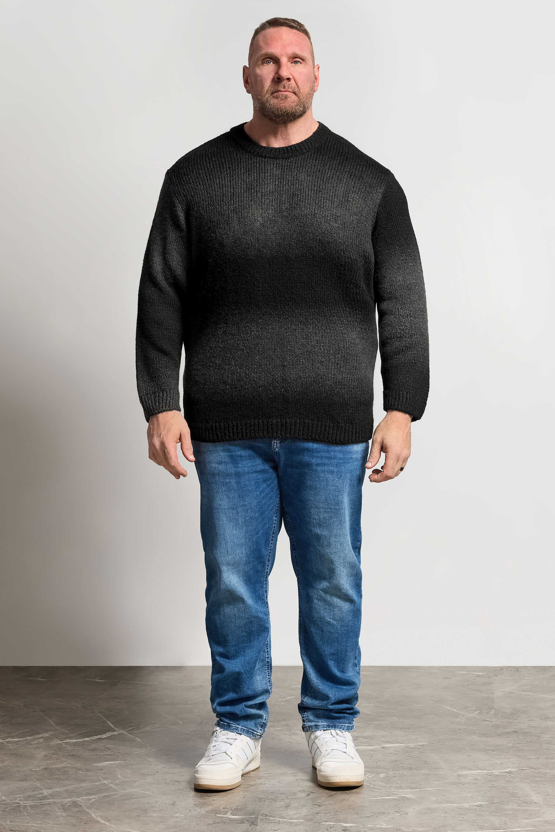 JACK & JONES Big & Tall Grey Crew Neck Knit Jumper | BadRhino 1