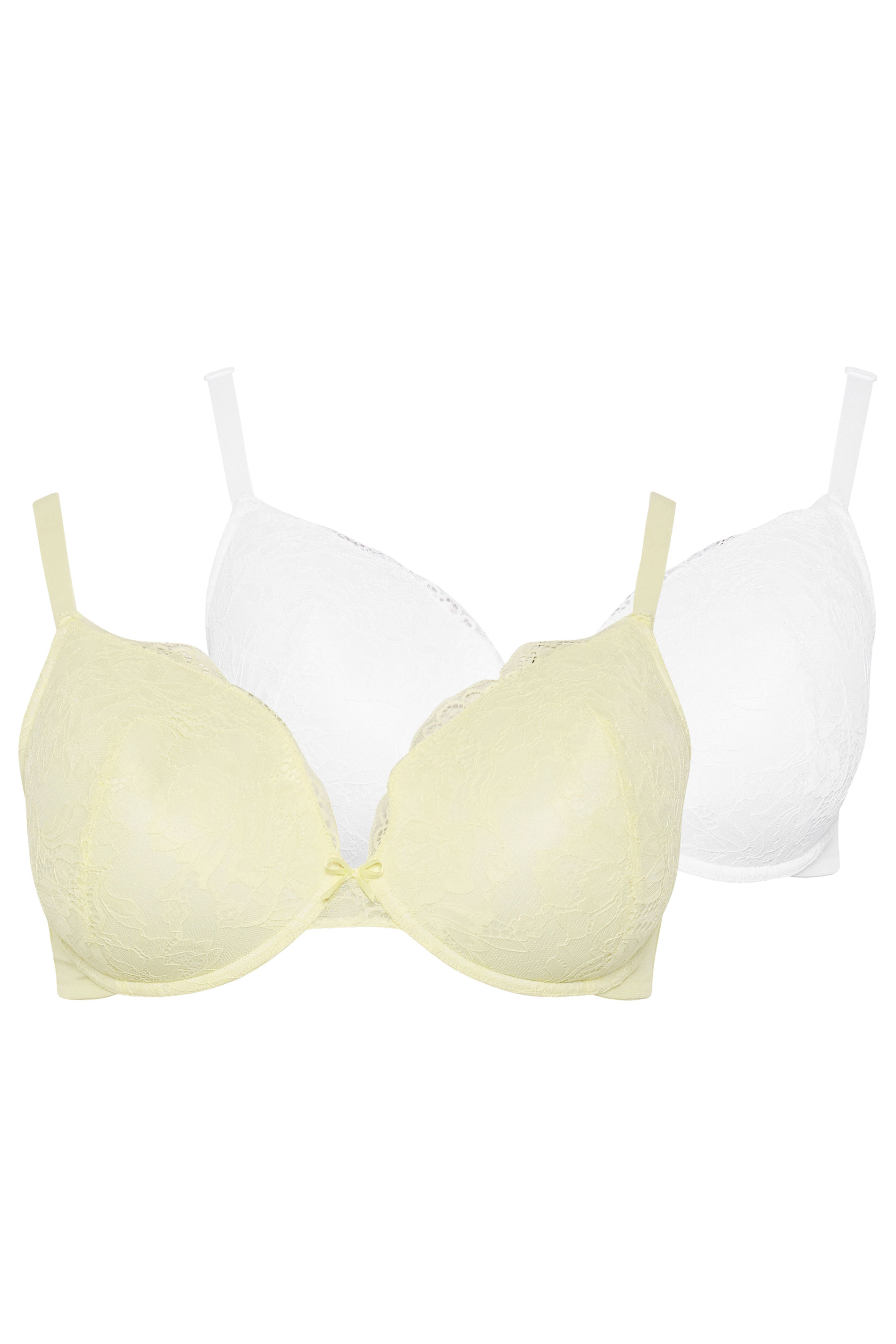 YOURSET 2 PACK Plus Size Yellow Lace T-Shirt Bras | Yours Clothing 8