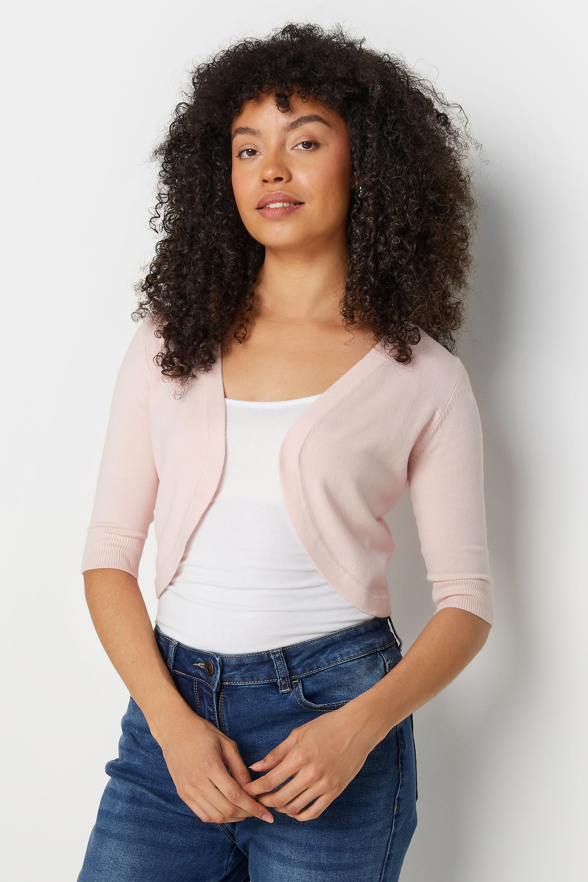 M&Co Light Pink Cropped Cardigan | M&Co 1