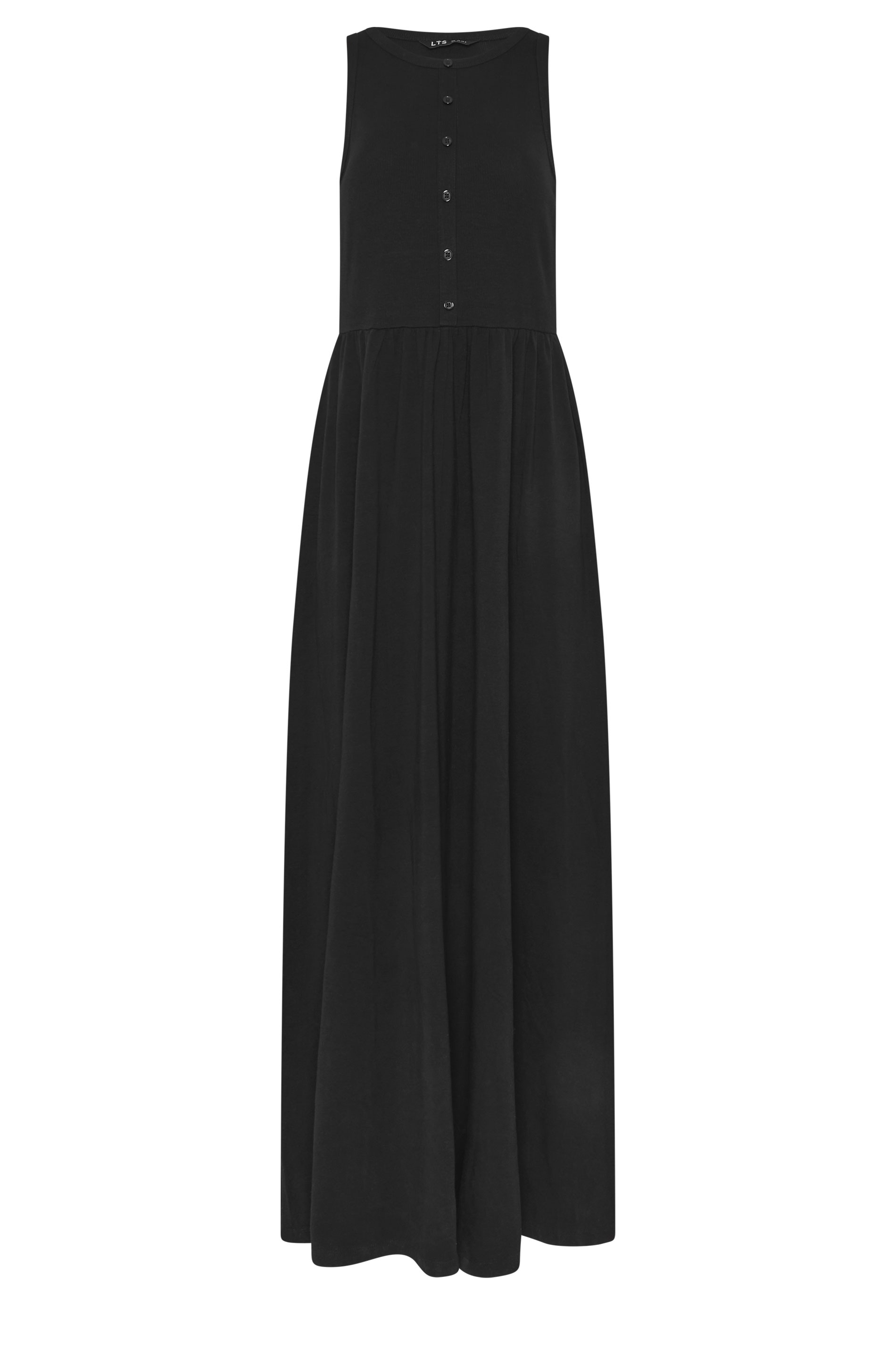 LTS Tall Women's Black Button Detail Cotton Maxi Dress | Long Tall Sally 6