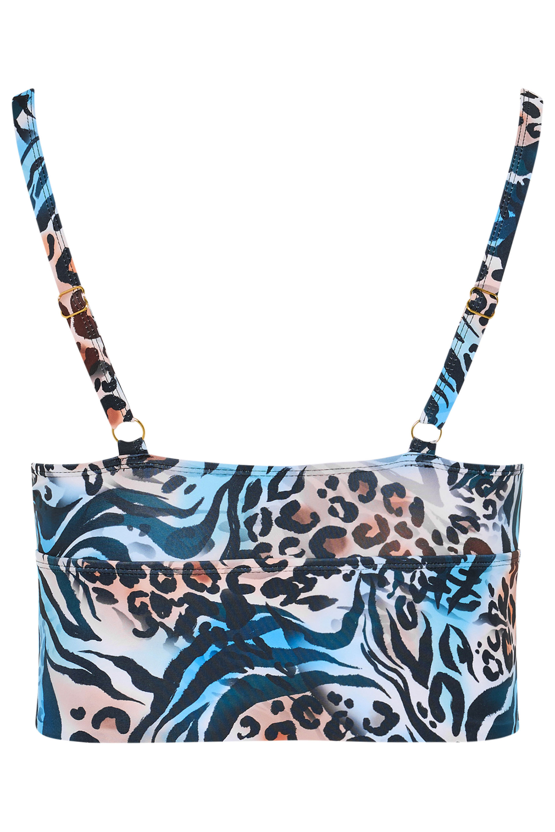 YOURS Plus Size Blue & Orange Animal Plunge Bikini Top | Yours Clothing 9