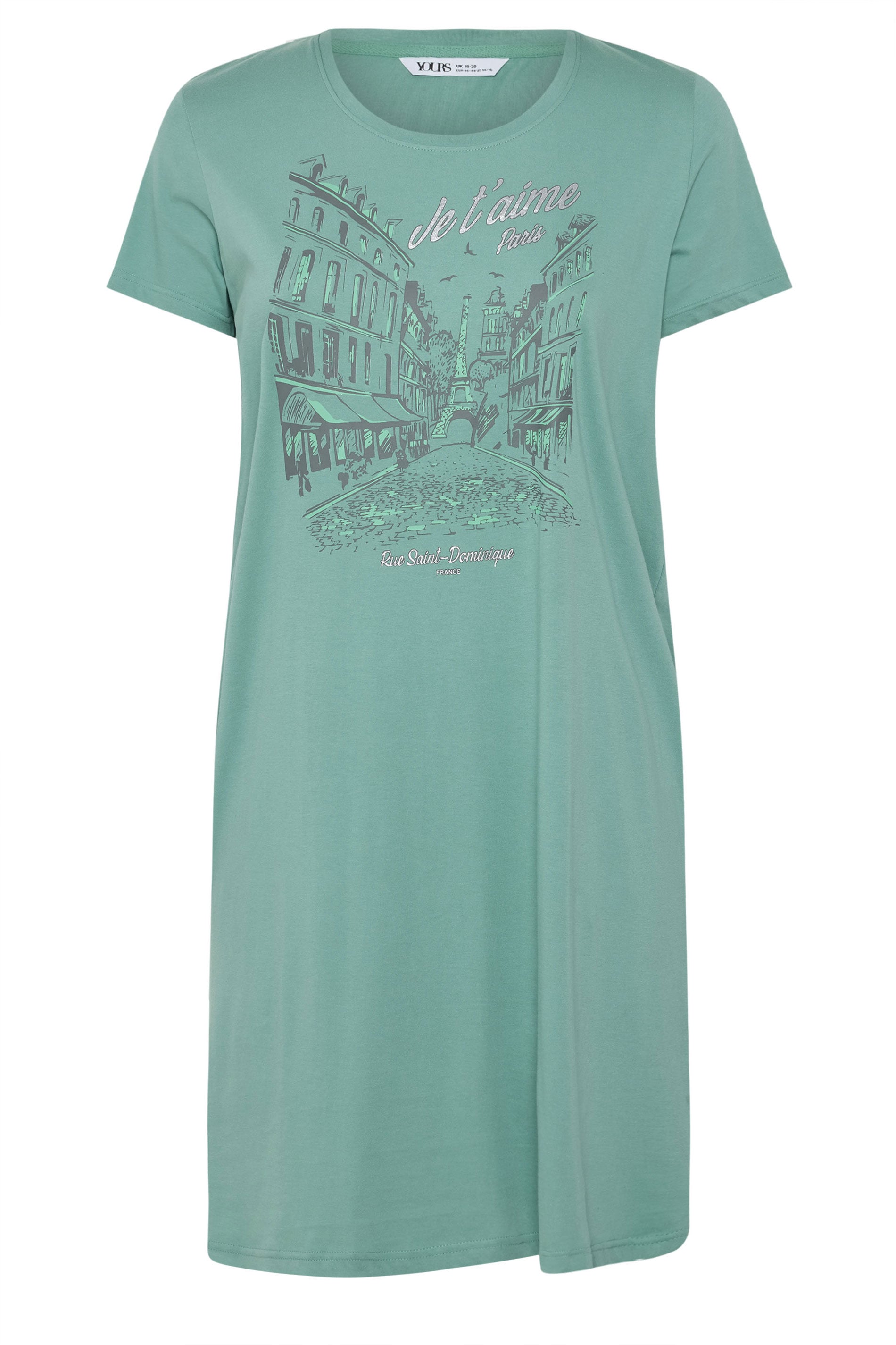 YOURSET Plus Size 2 PACK Green Paris Scene Nightdresses | Yours Clothing 7