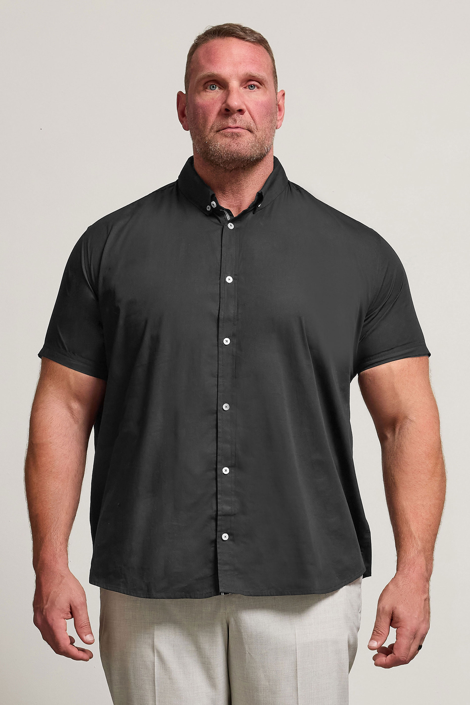 BadRhino Black Cotton Poplin Short Sleeve Shirt | BadRhino 3