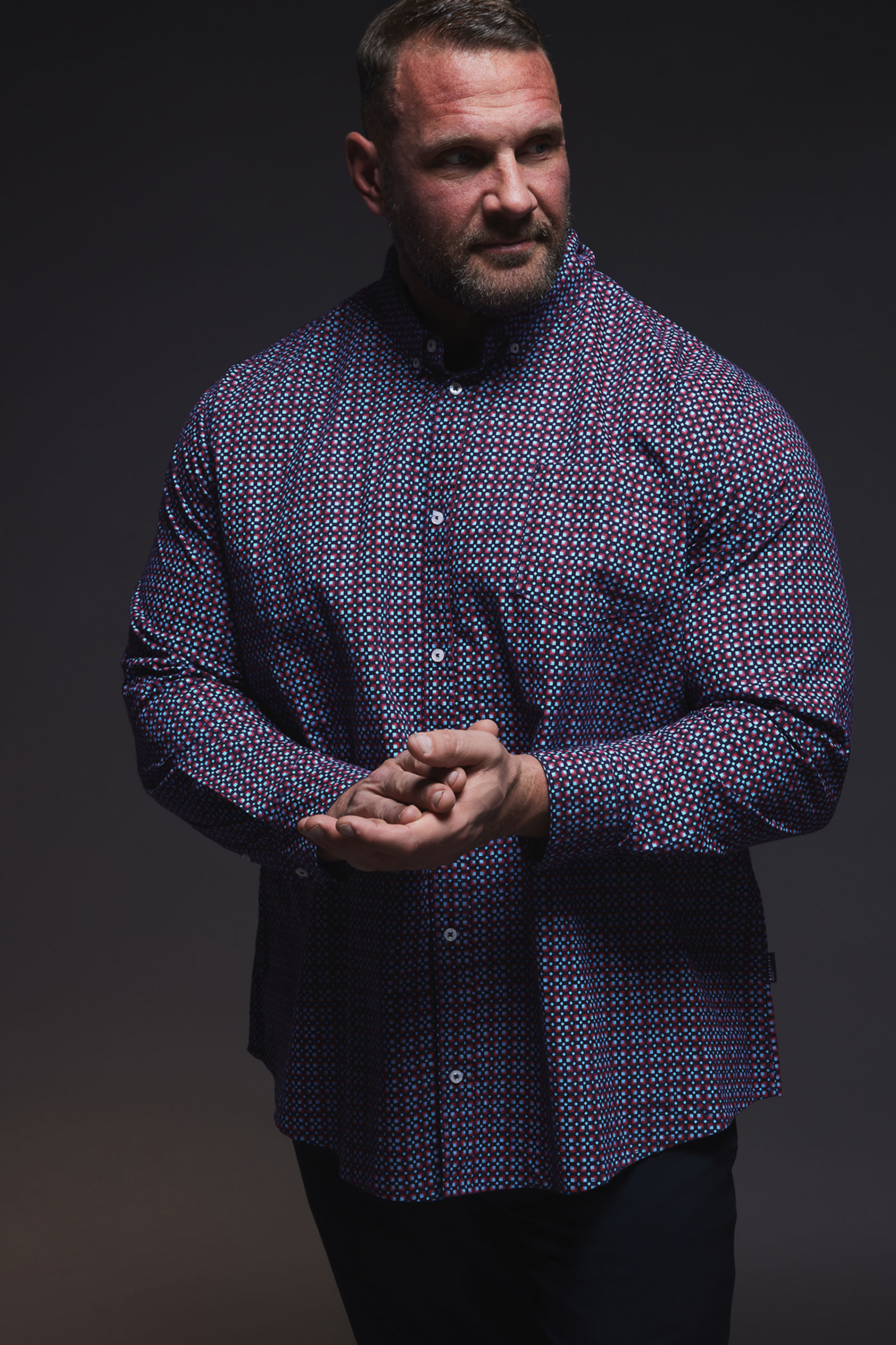 BadRhino Big & Tall Navy Blue Geometric Print Party Shirt | BadRhino 3