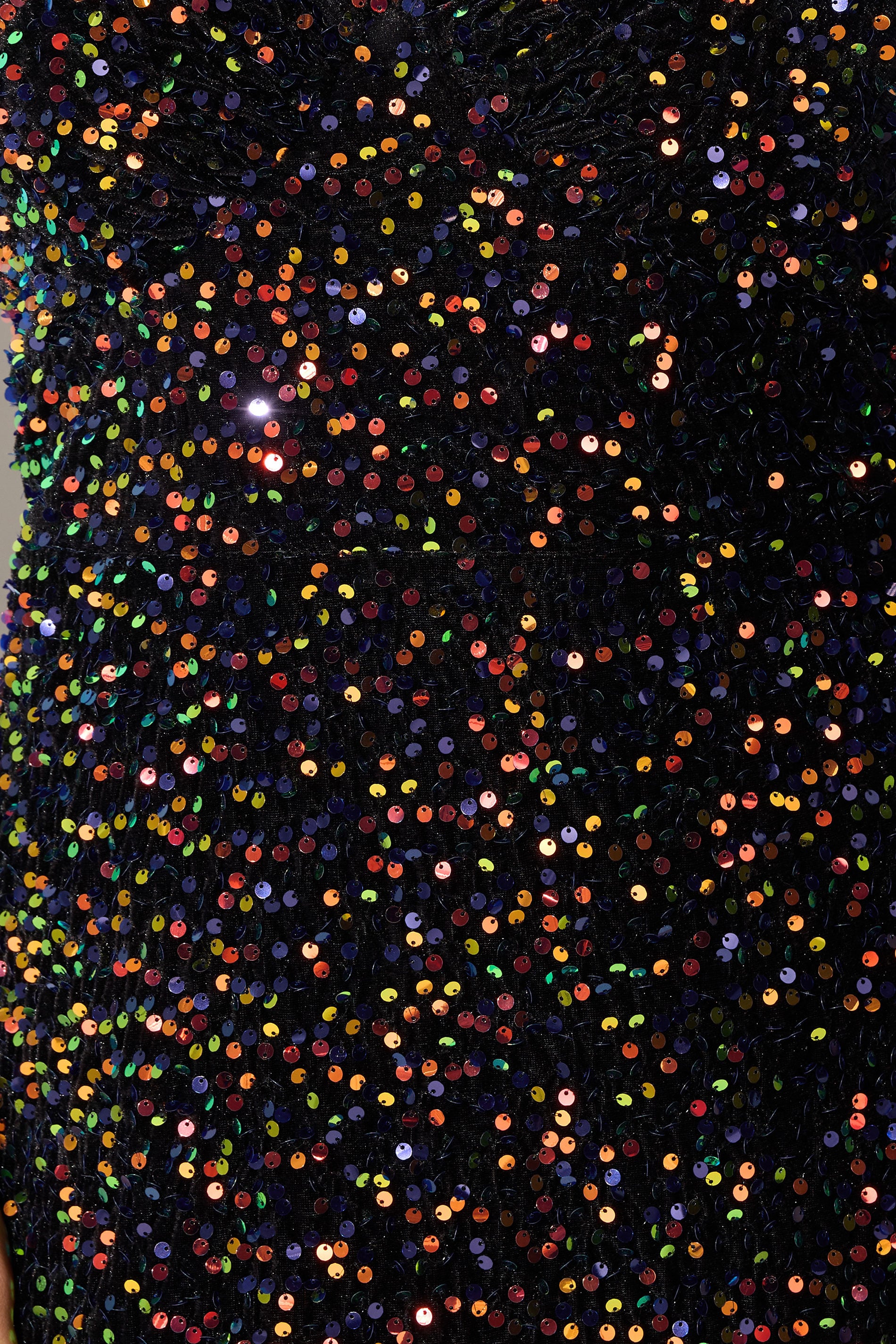 YOURS LONDON Plus Size Black Multicoloured Sequin Velvet Midi Dress | Yours Clothing 5