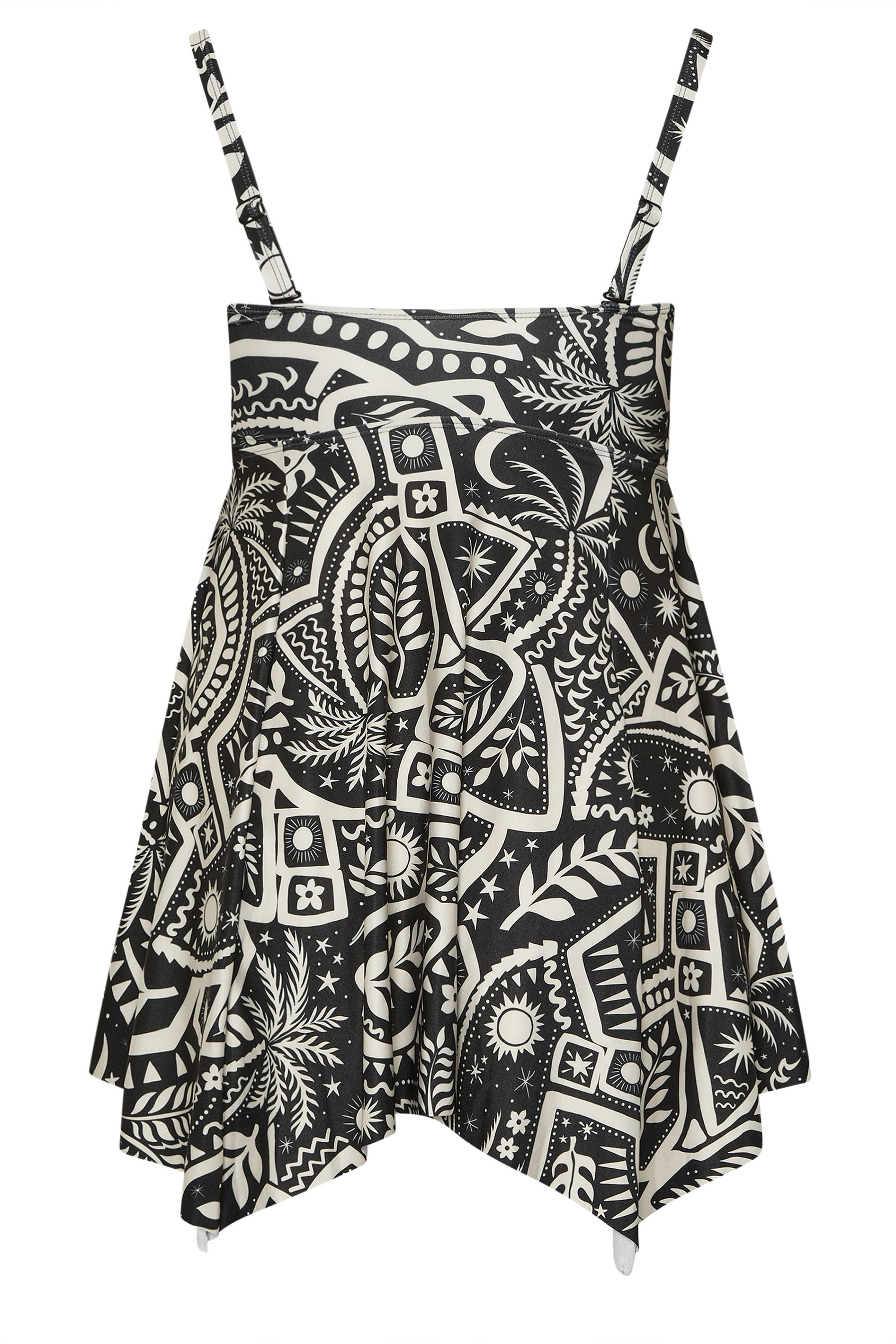 YOURS Plus Size Black Postcard Print Hanky Hem Tankini Top | Yours Clothing 8
